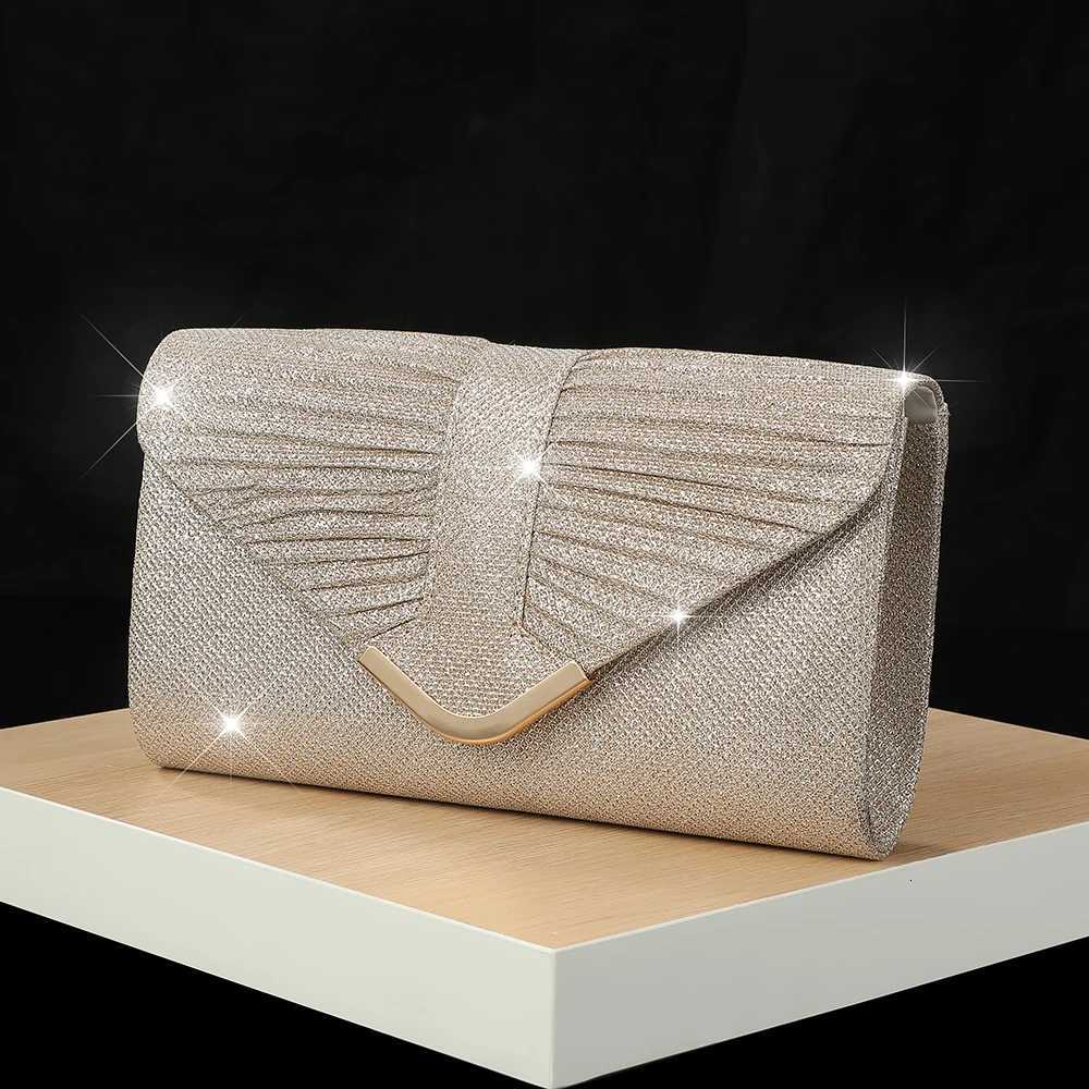 Womens Pleated Clutch Bag Solid Color with Metal Chain Single Shoulder Crossbody Strap for Party Evening Dress Birthday H251027