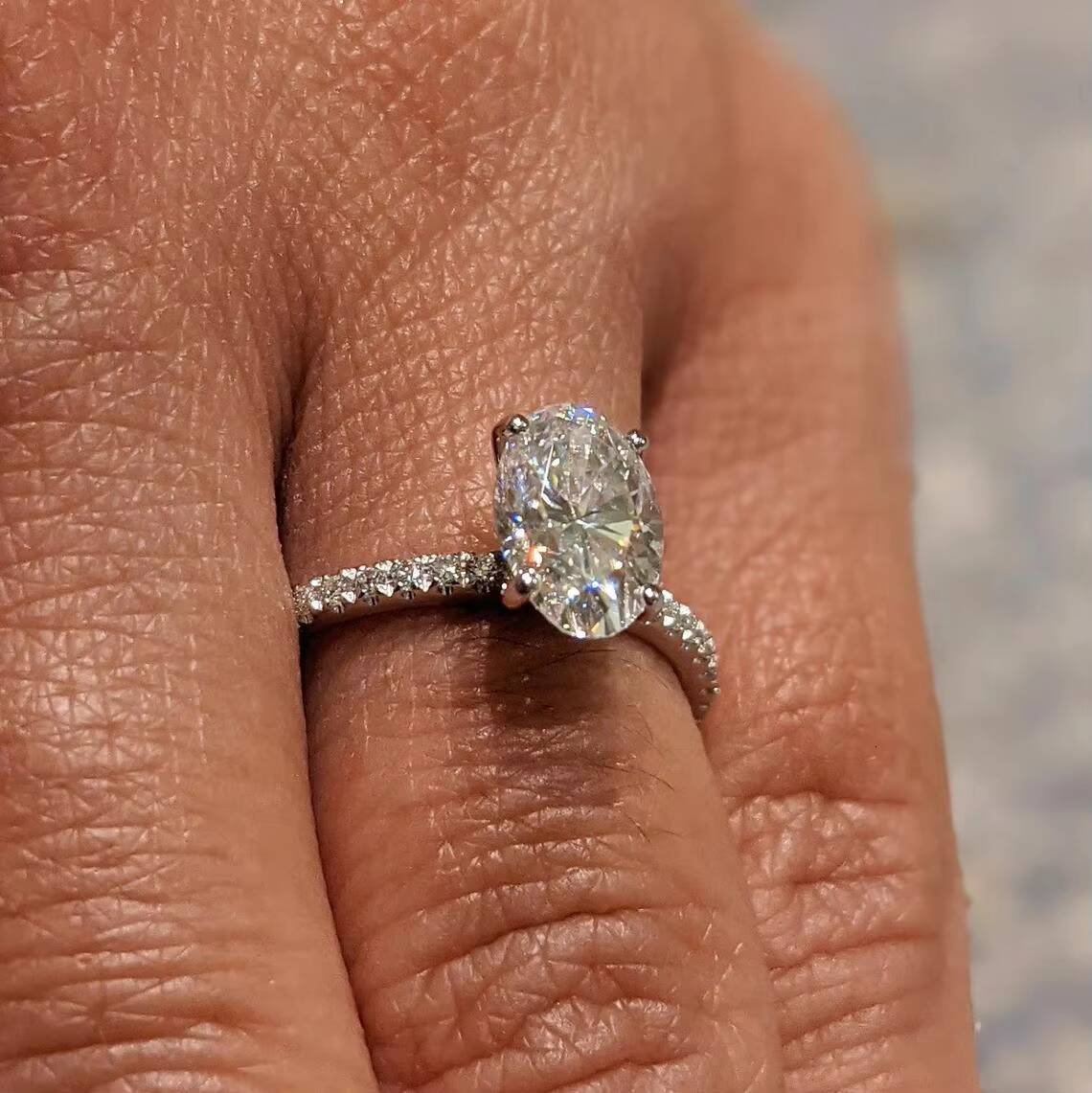 Moissanite Jewelry S925 Silver Oval 9x6mm Moissanite Diamond Solitaire Women Wedding Ring