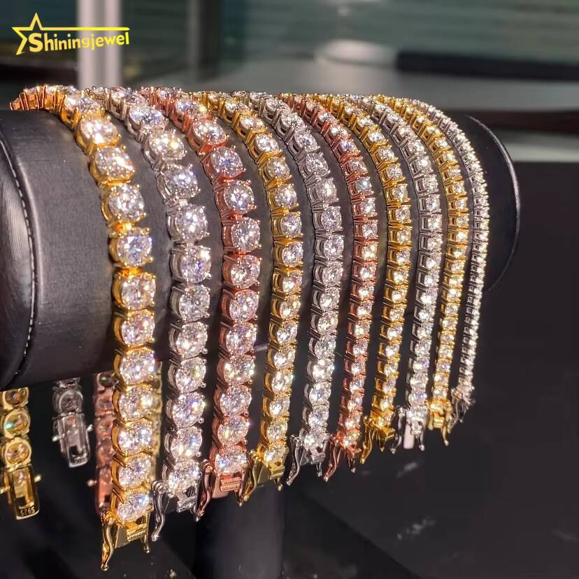 20mm65mm Wholesale Price Stock 925 Sterling Silver Tennis Chain VVS Moissanite Hip Hop Jewelry Iced Out Diamond Tennis Chain