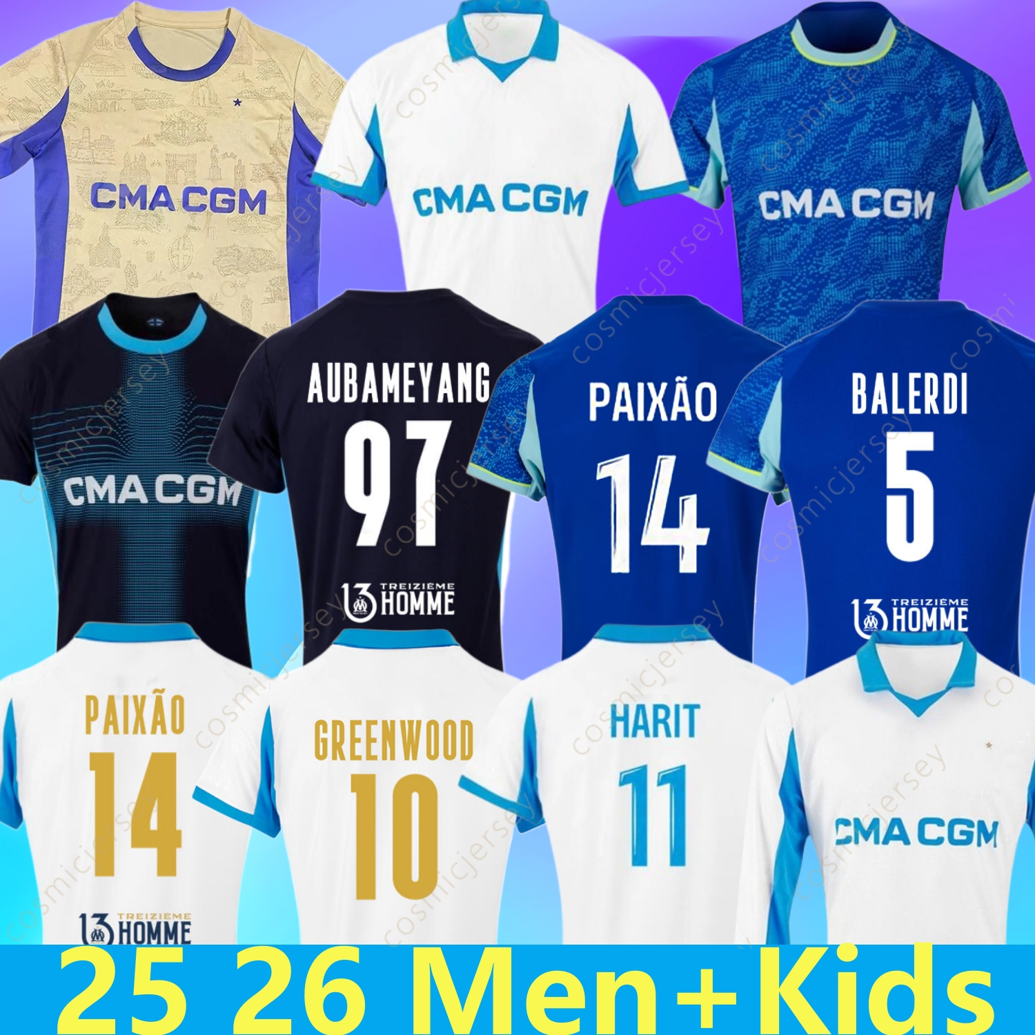25 26 maillot de foot GREENWOOD marseilL e Soccer jersey 125th Anniversary 4th OUNAHI harit 2025 2026 OM Men Kids football shirt hommes enfants NDIAYE Mbemba