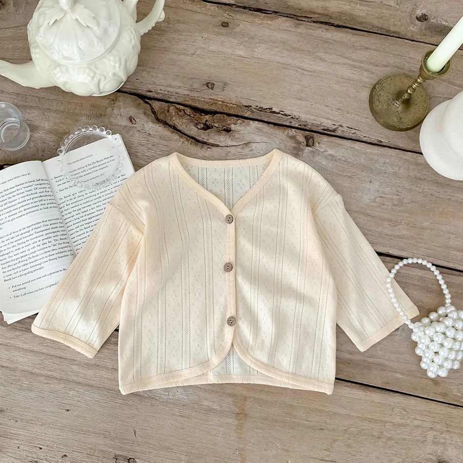 Kids Clothes Toddler Summer Jacket Infant Korean Casual Tops Boys Girls Lightweight Long Sleeve Outerwear Solid Color Cardigan 251023