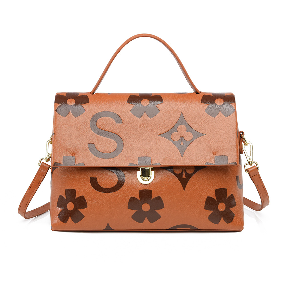 Free shipping ladies' handbag, European and American retro single-shoulder bag, large-capacity commuter tote bag, high-end pressure-sensitive flo