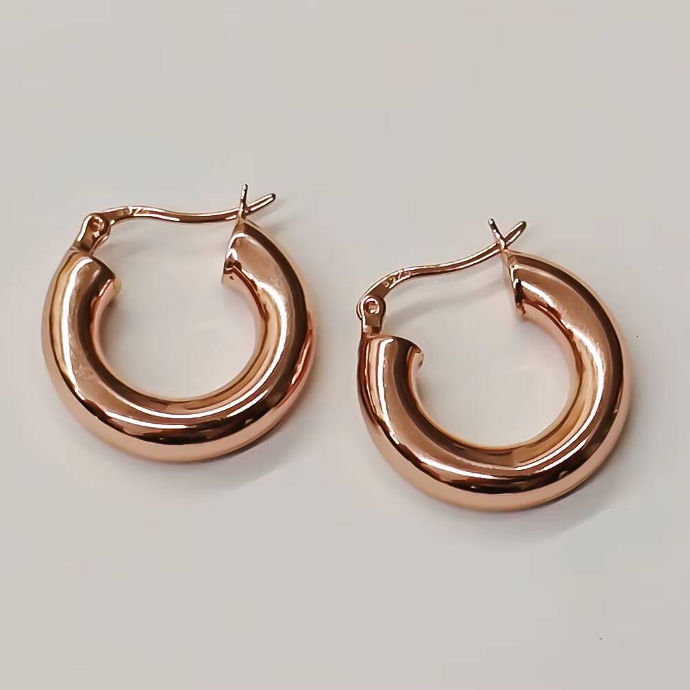 Fashion Jewelry Earrings 925 Sterling Silver Round Circle Women Hoop Earrings 18k Gold Plated Chunky Earring
