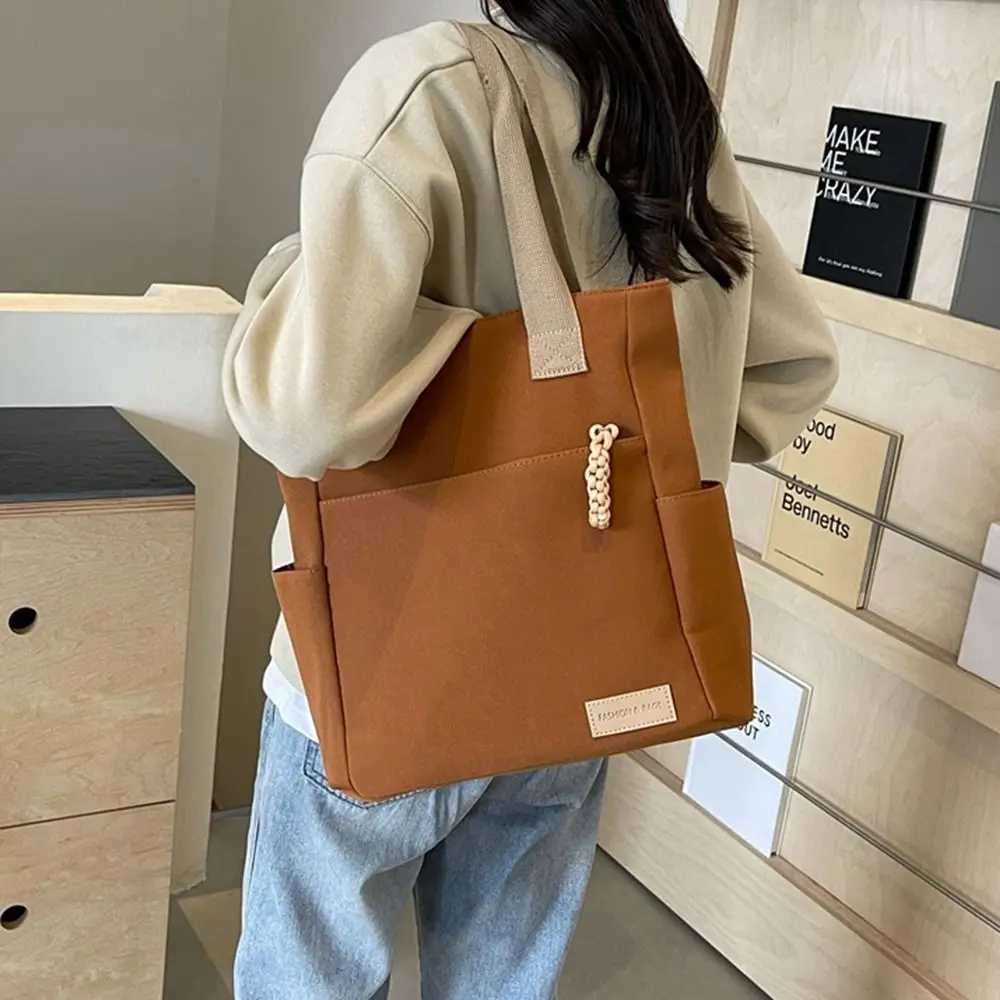 Large Capacity Lightweight Canvas Bag New Waterproof Solid Color Tote Bags Canvas Handbag Shoulder Bag for Work School TravelW251028