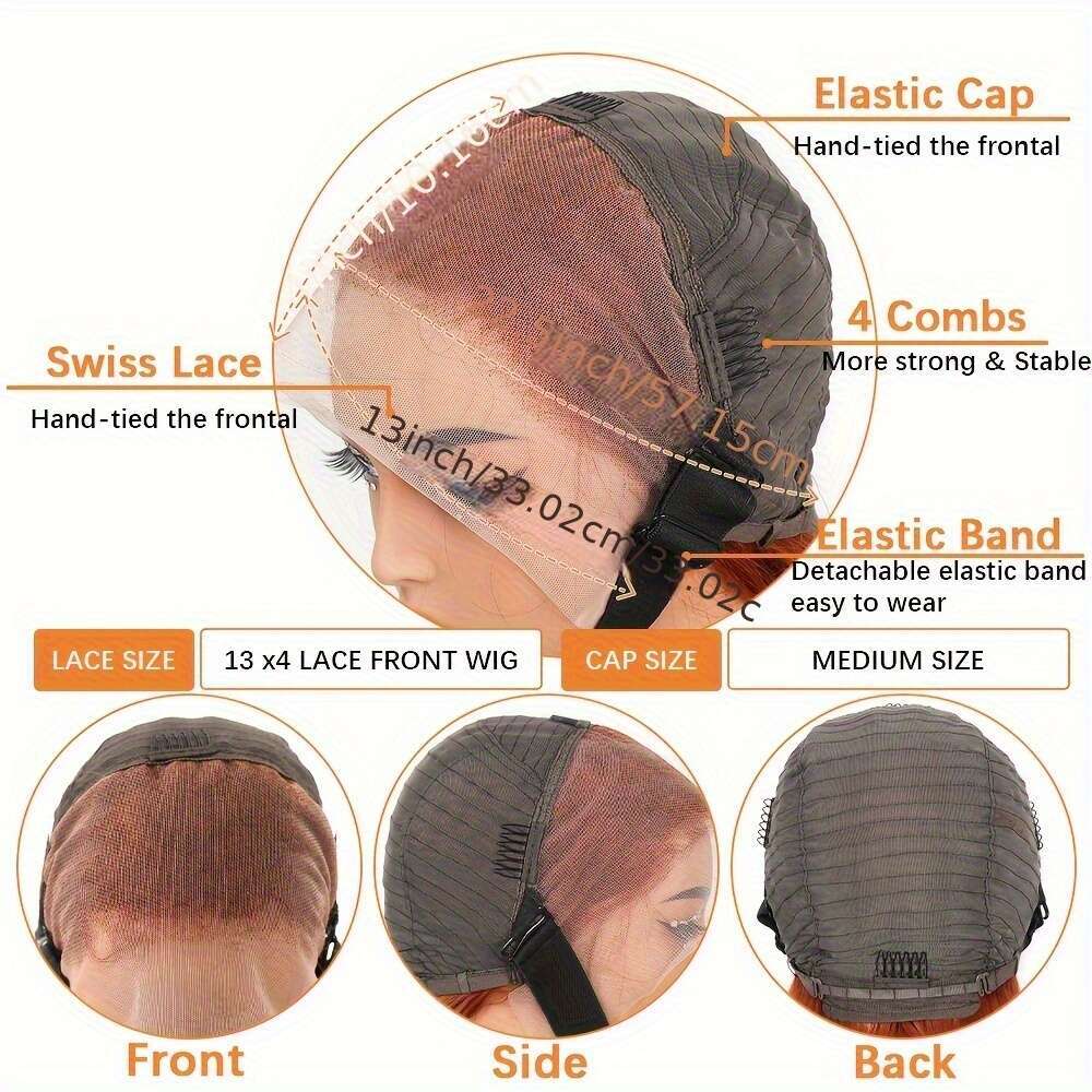 350 Ginger Body Wave Brazilian Human Wig - 13X4 Transparent Lace Front With Pre-Plucked Hairline Base 100% Remy Hair 180% Density Voluminous Waves Nat