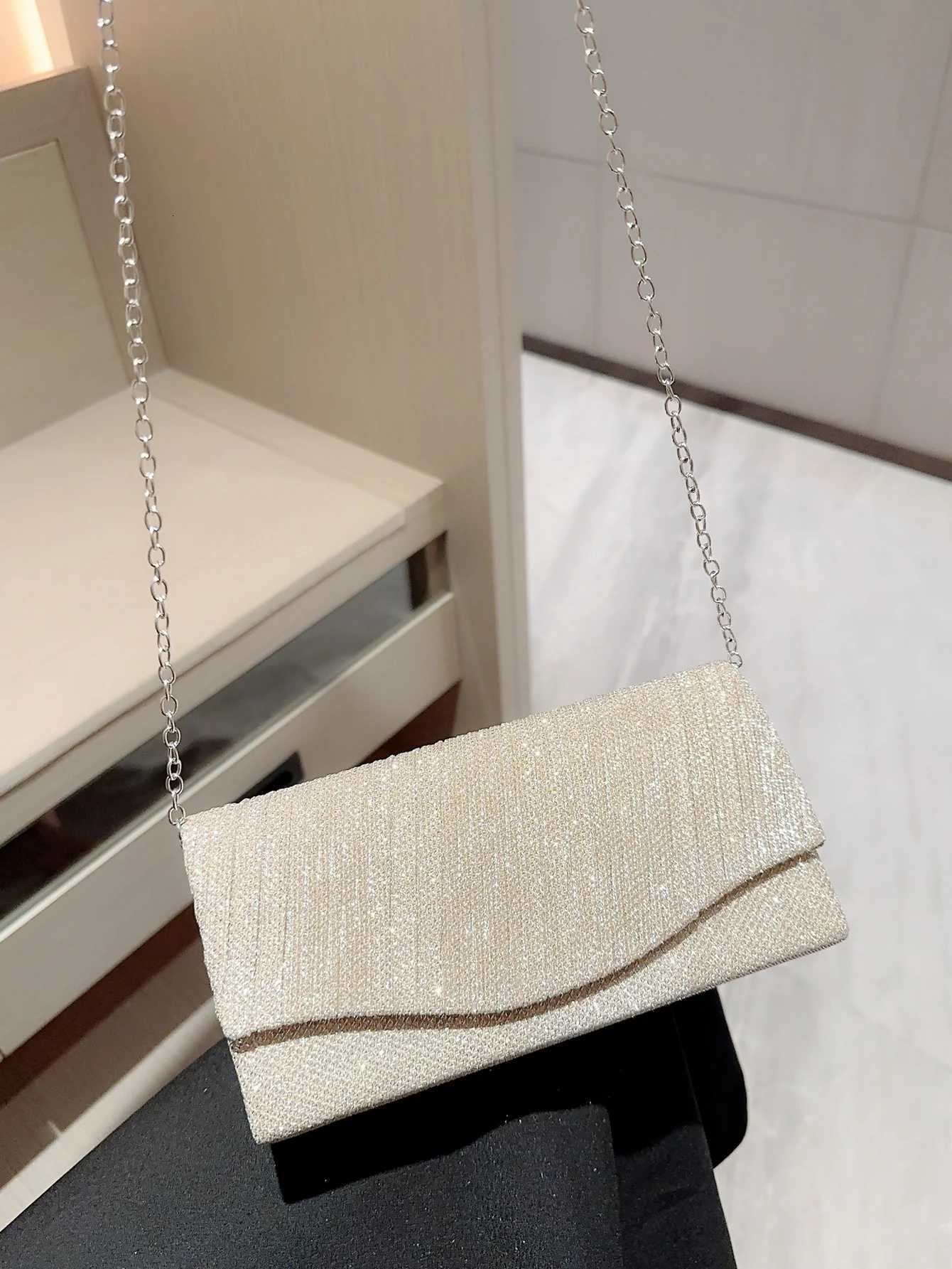 Mini Womens Metallic Silk Evening Bag Flap Square Bag Pleated Design Evening Bag Dress Bag Party Bag Clutch Bag Prom Clutch Cha H251027