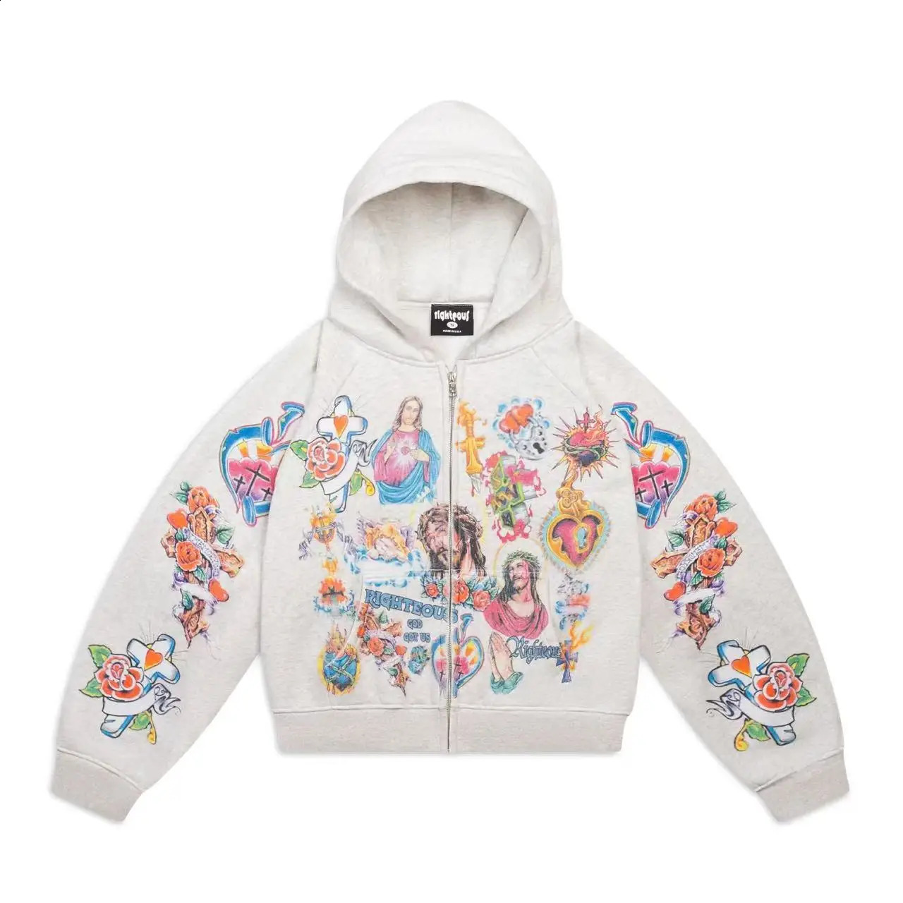 Y2k Hip Hop Retro Pattern Print Zip Up Hoodies Men Clothing Streetwear Harajuku Oversized Jacket Gothic Casual Sweatshirt Hoodie 251027