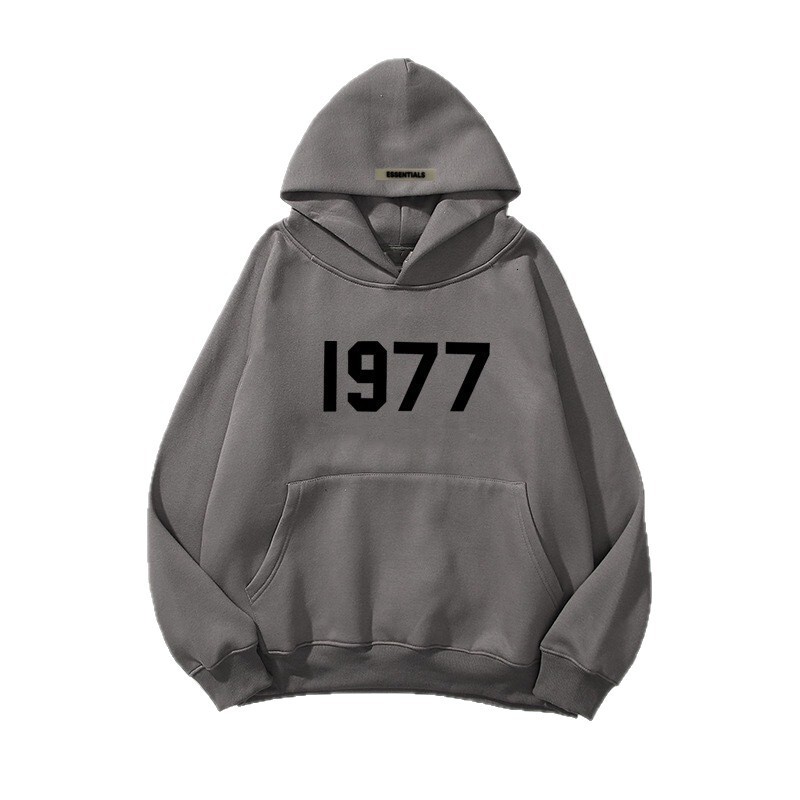 New Style Raglan Sleeve Double Layer Hooded Sweatshirt High Designer Hoodie Street Loose Fit Fleece 1977 Letter Hoodie Unisex