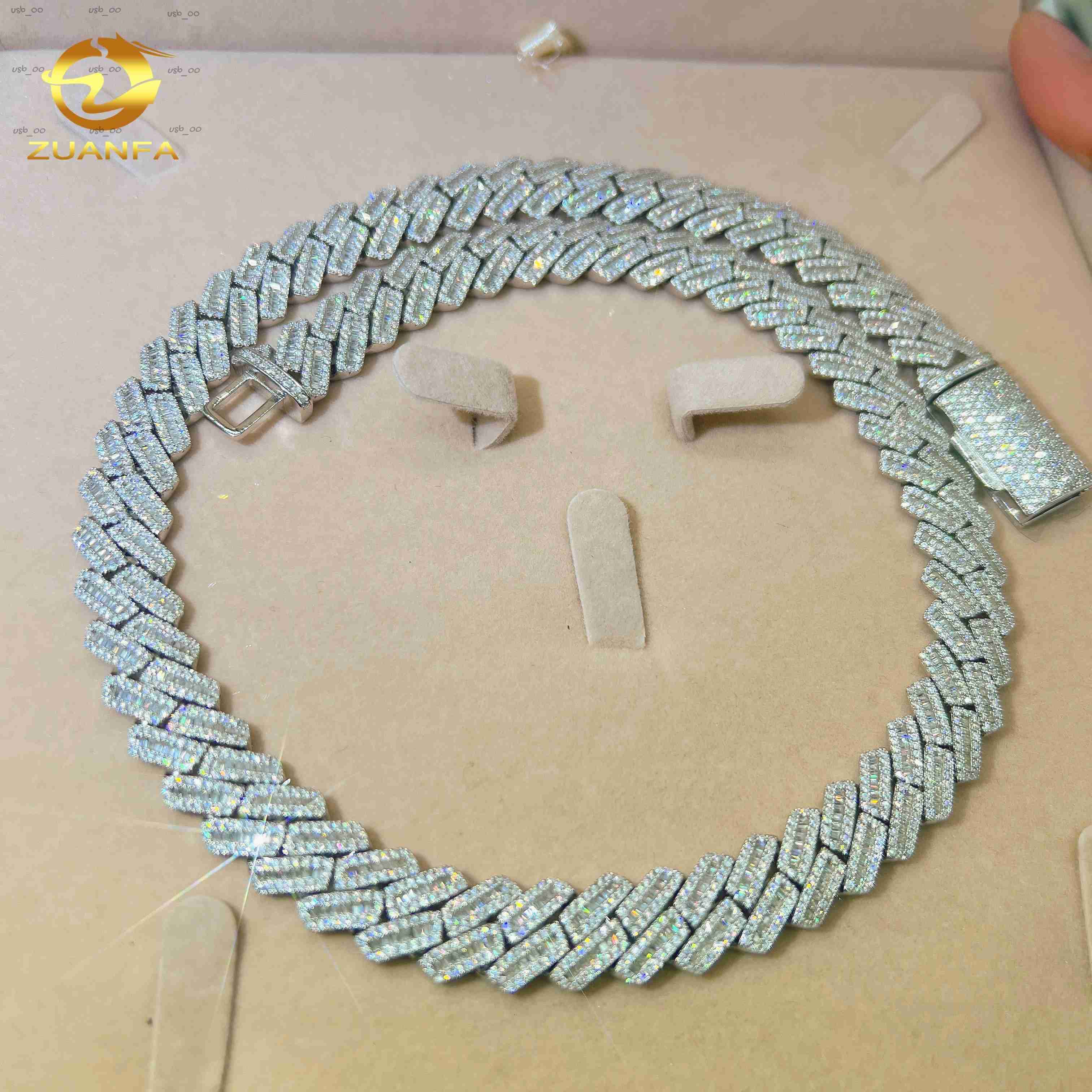 12mm Fine Jewelry Luxury 925 Sterling Silver VVS Moissanite Platinum Hip Hop Custom Iced Out Cuban Link Chain
