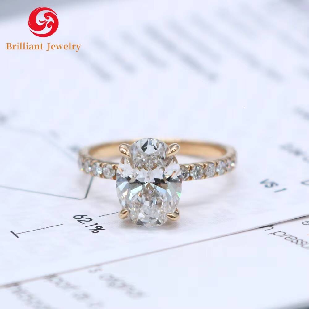 IGI Certified CVD HPHT Oval Lab Grown Diamond Ring 14k 18k Yellow Gold Engagement Wedding Band Rings for Women and Men