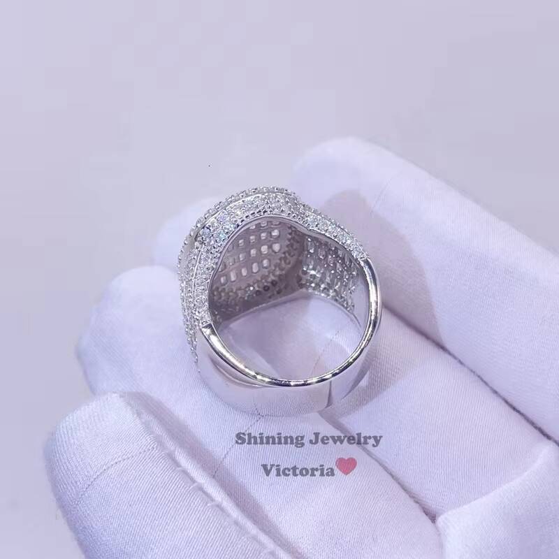 GRA Certificated Pass Diamond Tester Hip Hop Sterling Silver White Gold VVS Moissanite Men Ring