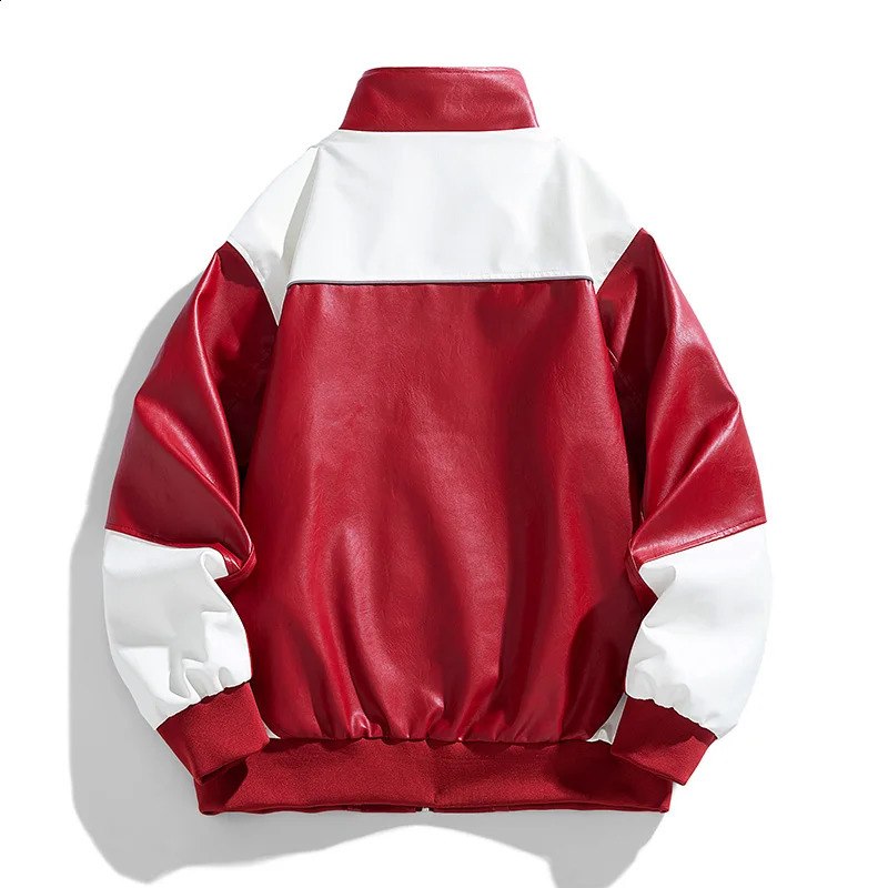 Turtleneck Baseball Jacket Leather Coat for Men Autumn Winter Biker Wear Trend American Pilot Quality Fabric Moto Coats 251015