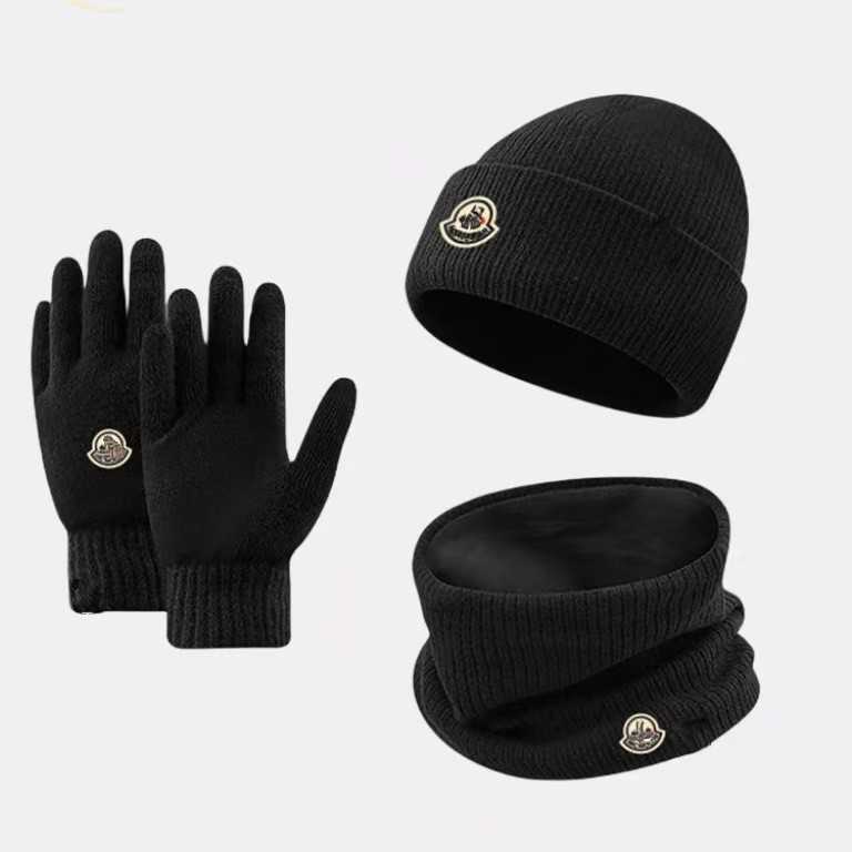 2024 New Winter Warm Knitted Wool Thickened Gloves Hat Scarf Threepiece Set H251028