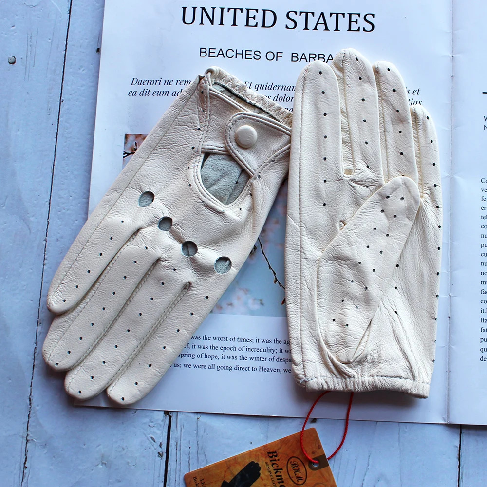 Driving Leather Gloves for Womens SingleLayer Unlined Thin Hollow Style Outdoor Cycling Driver Gloves Free of 251027