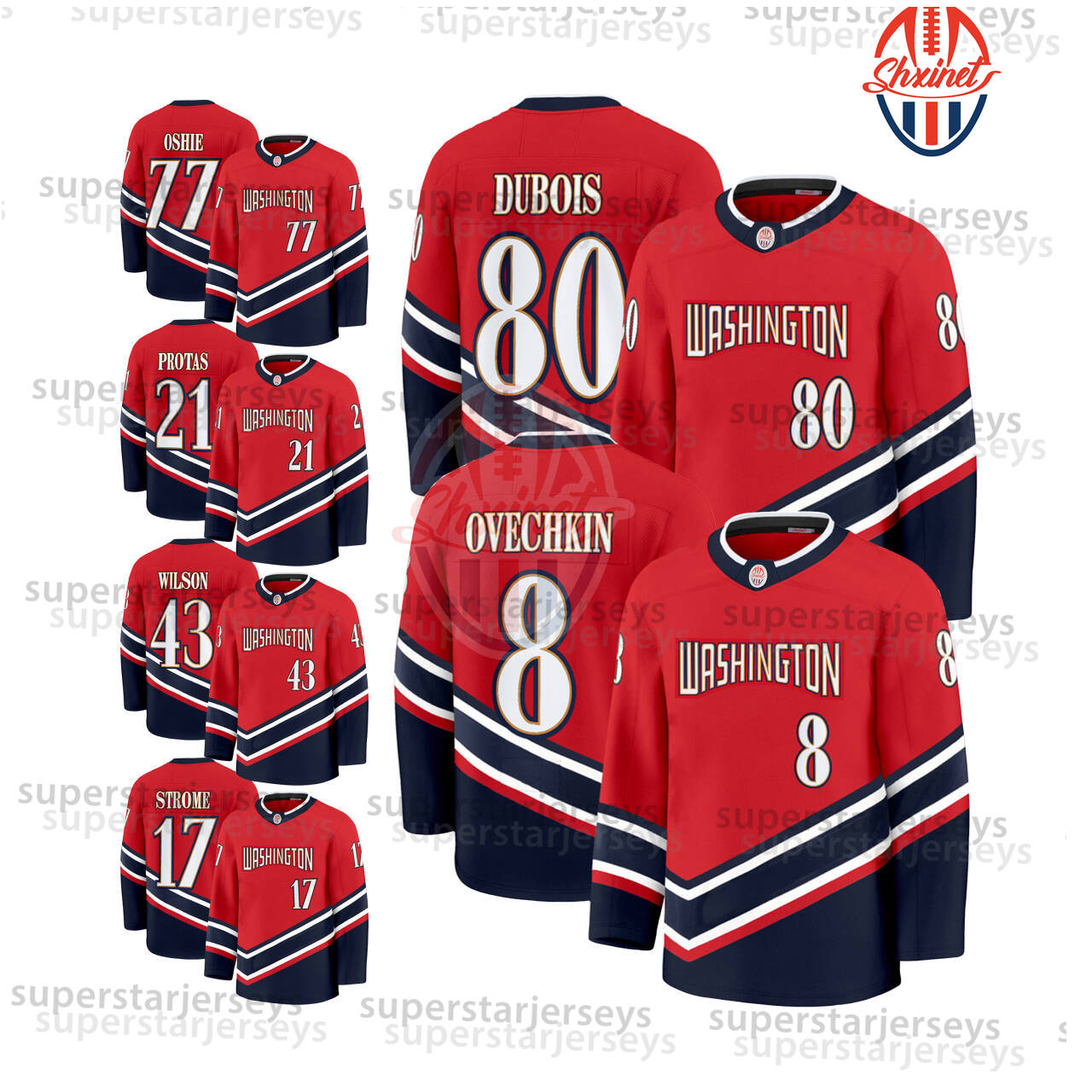 2025 Hockey Jersey 8 Alex Ovechkin Strome T.J. Oshie Tom Wilson Jersey John Carlson Charlie Lindgren Thompson Dubois Chychrun Protas hockey Jerseys