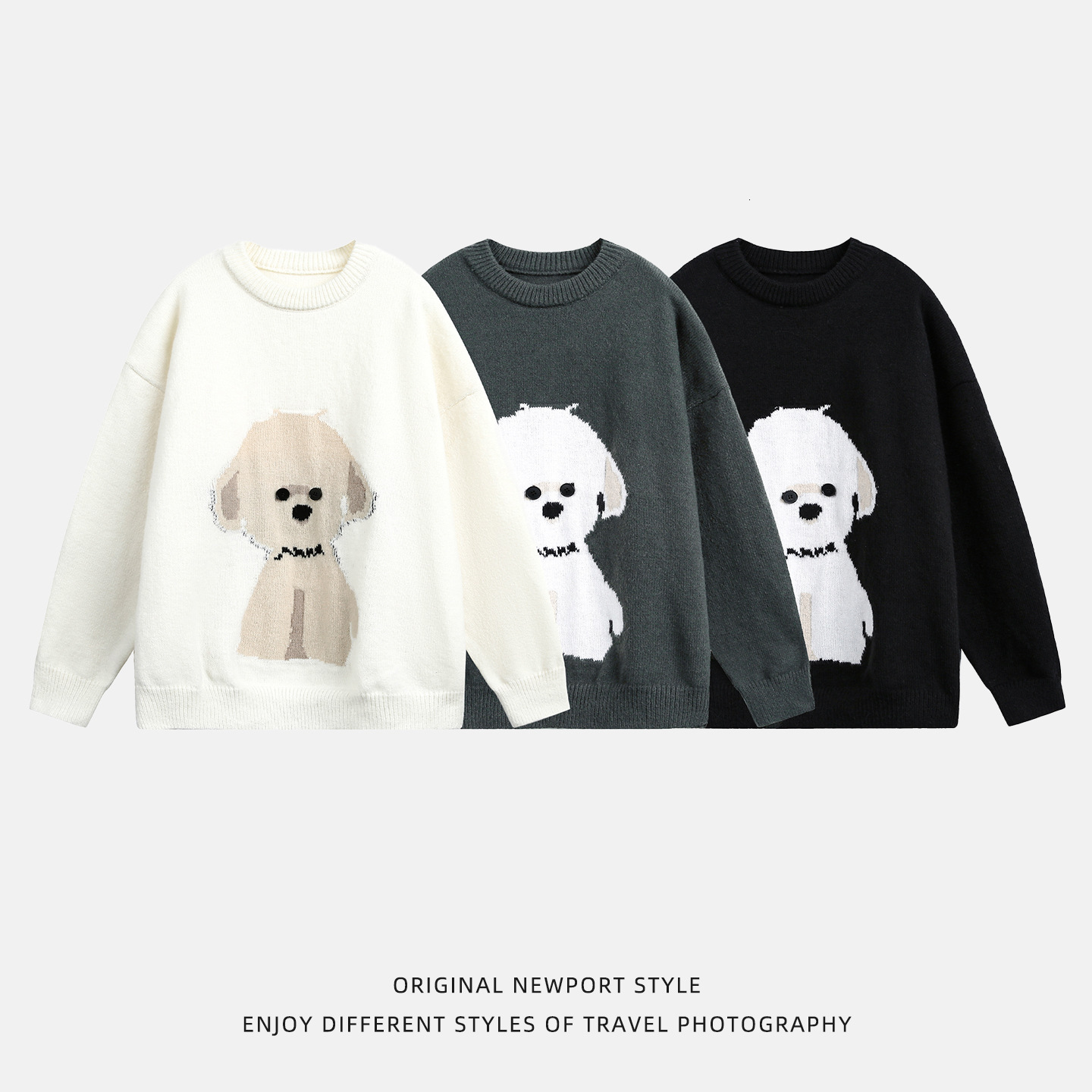 Luxury Bag Imitation Deer Fur Cartoon Puppy Designer Sweater Round Neck Sweater For Men Autumn And Winter Textured Warm Pullover Knitted Sweater Coat