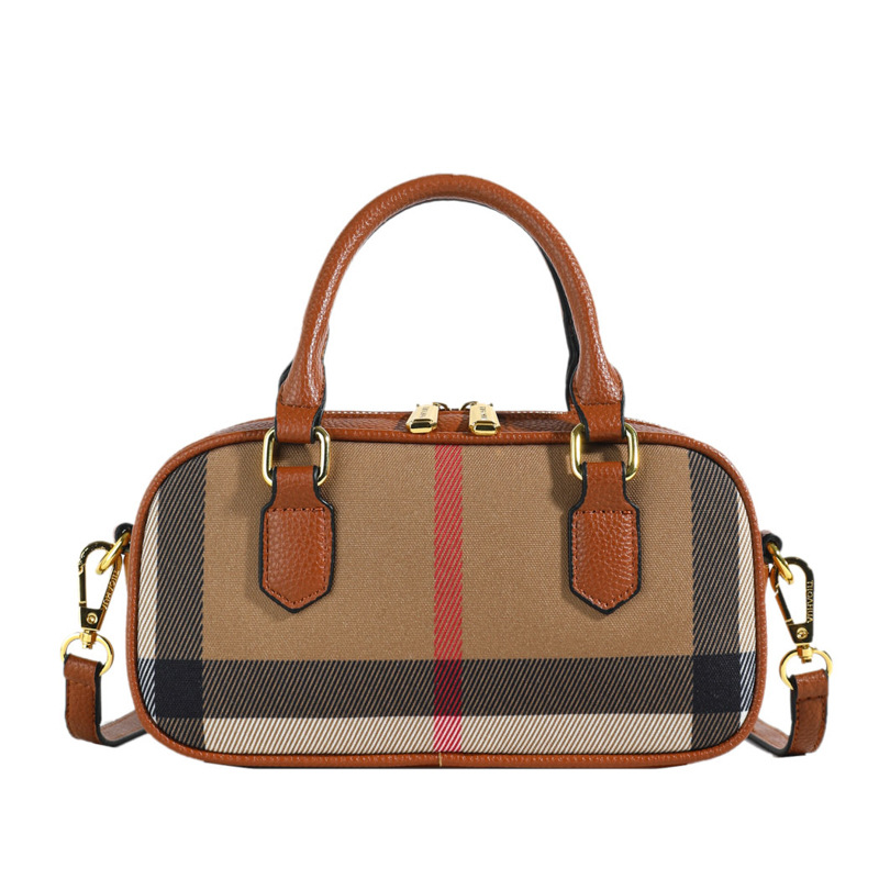 Exquisite Elegant Women New Commuter Checkered Boston Pillow Bag Versatile Casual Shoulder Crossbody