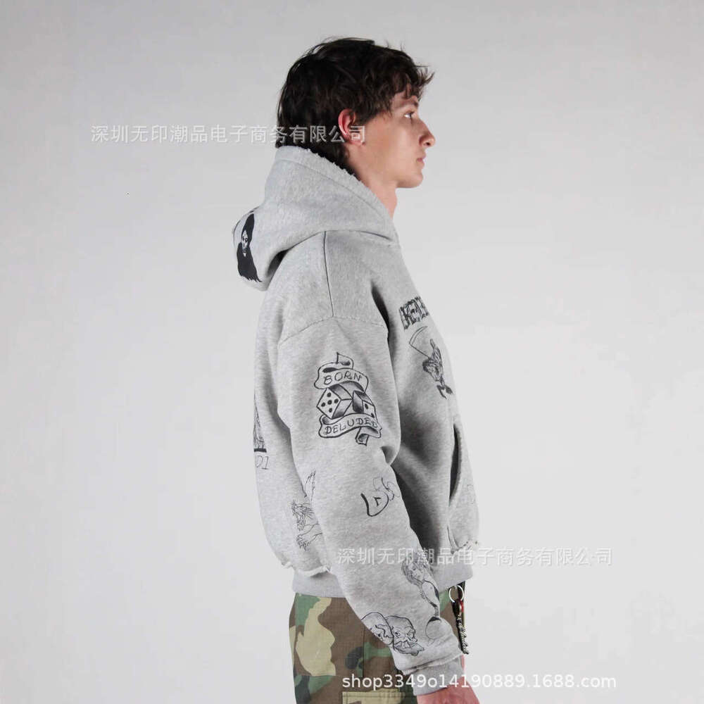 Multi-element Matching Cartoon Print Pattern Men and Women Autumn fashion loose Street Wear Hoodie