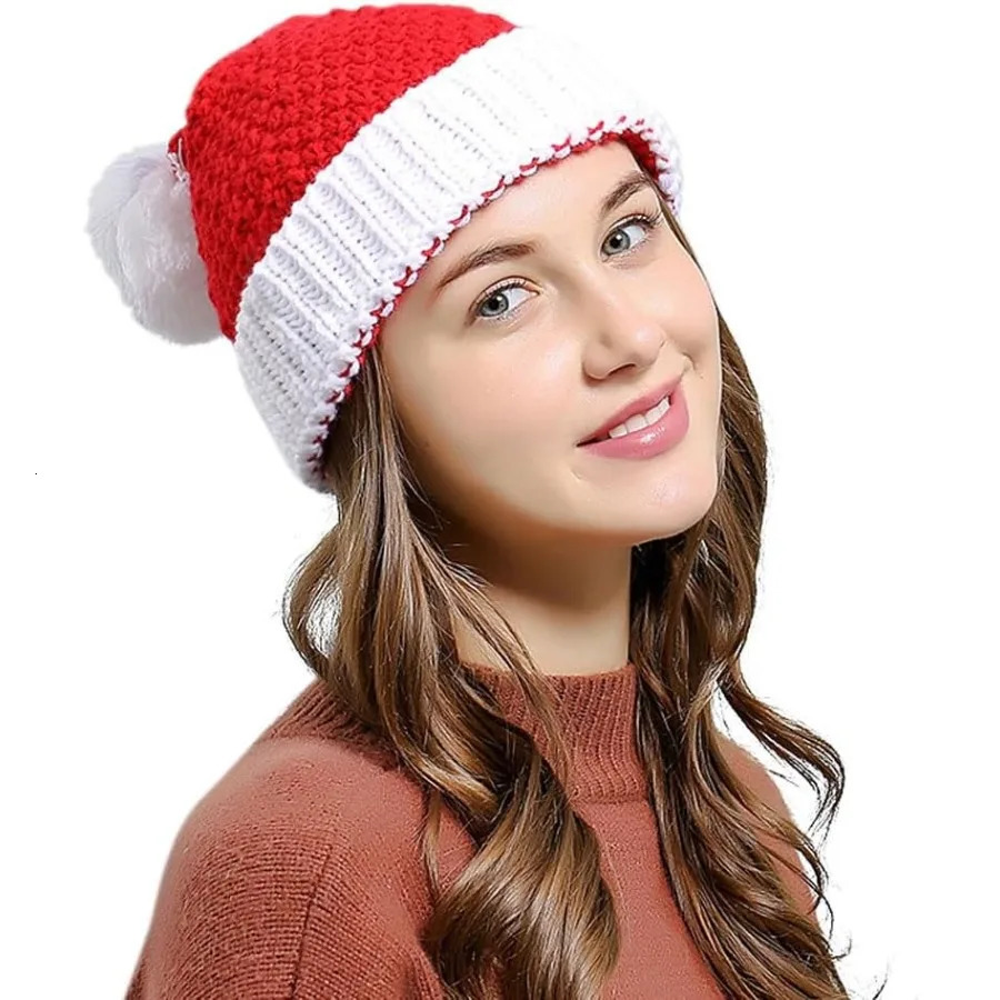 Festive Christmas Santa Hat for Adult Women Men Girl Boy Xmas Ski Knit Warm Hat Perfect for Holiday Parties Winter Outdoor Acti 251024