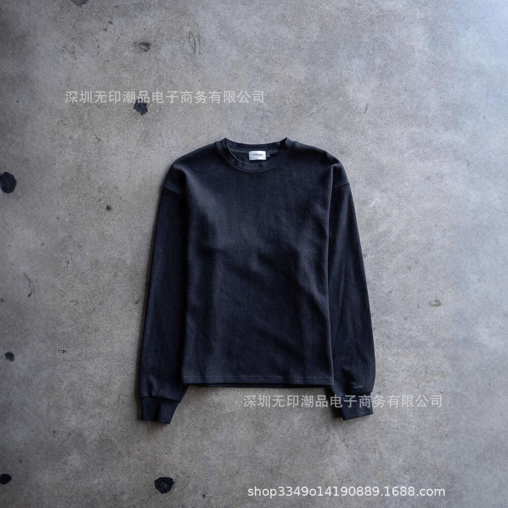 Fashion Loose Unisex 3D Letter Embroidery Autumn Waffle Pullover Top