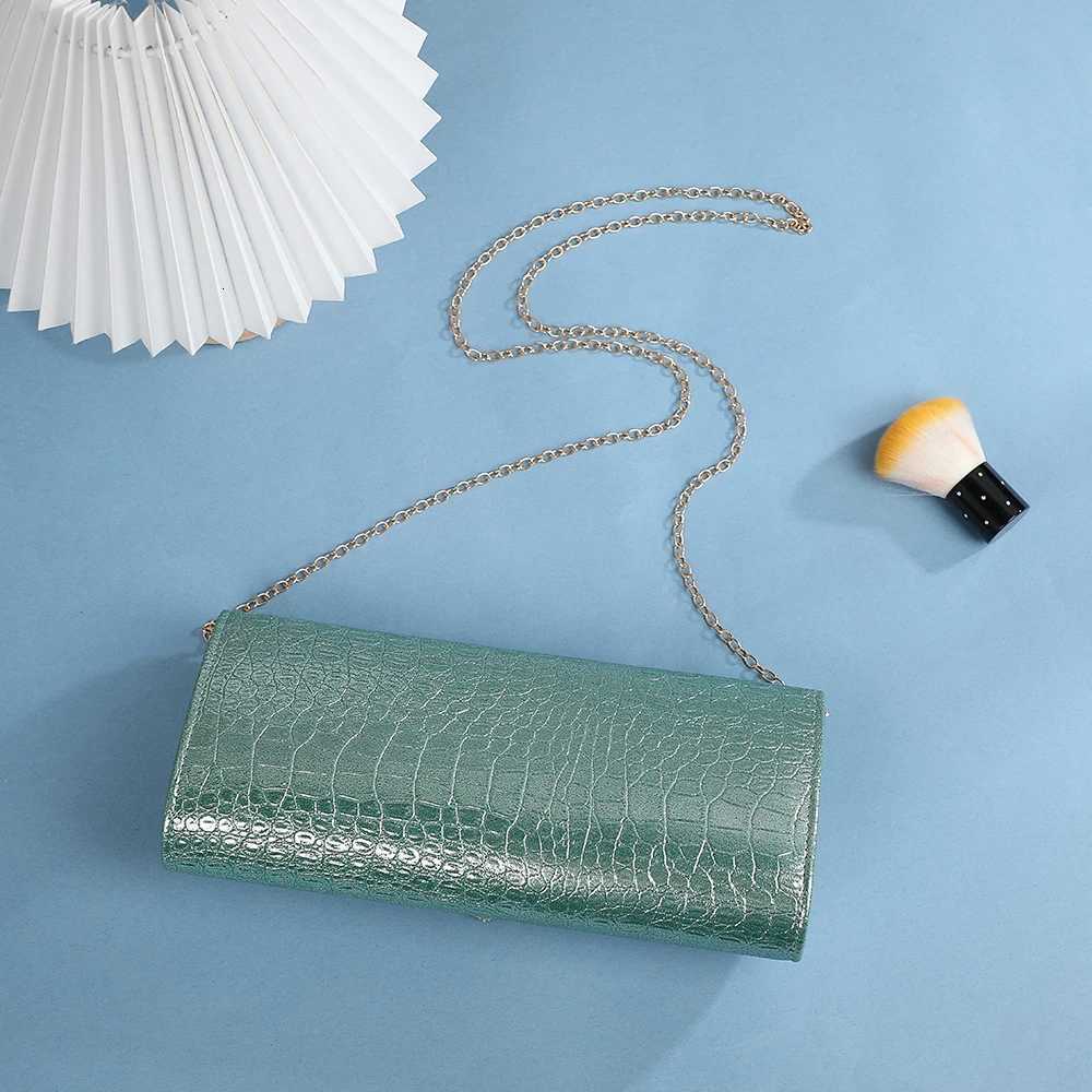 Solid Color Fashion Stone Pattern Evening Bag with Metal Chain Shoulder Strap for Wedding Party Banquet Handbag H251027