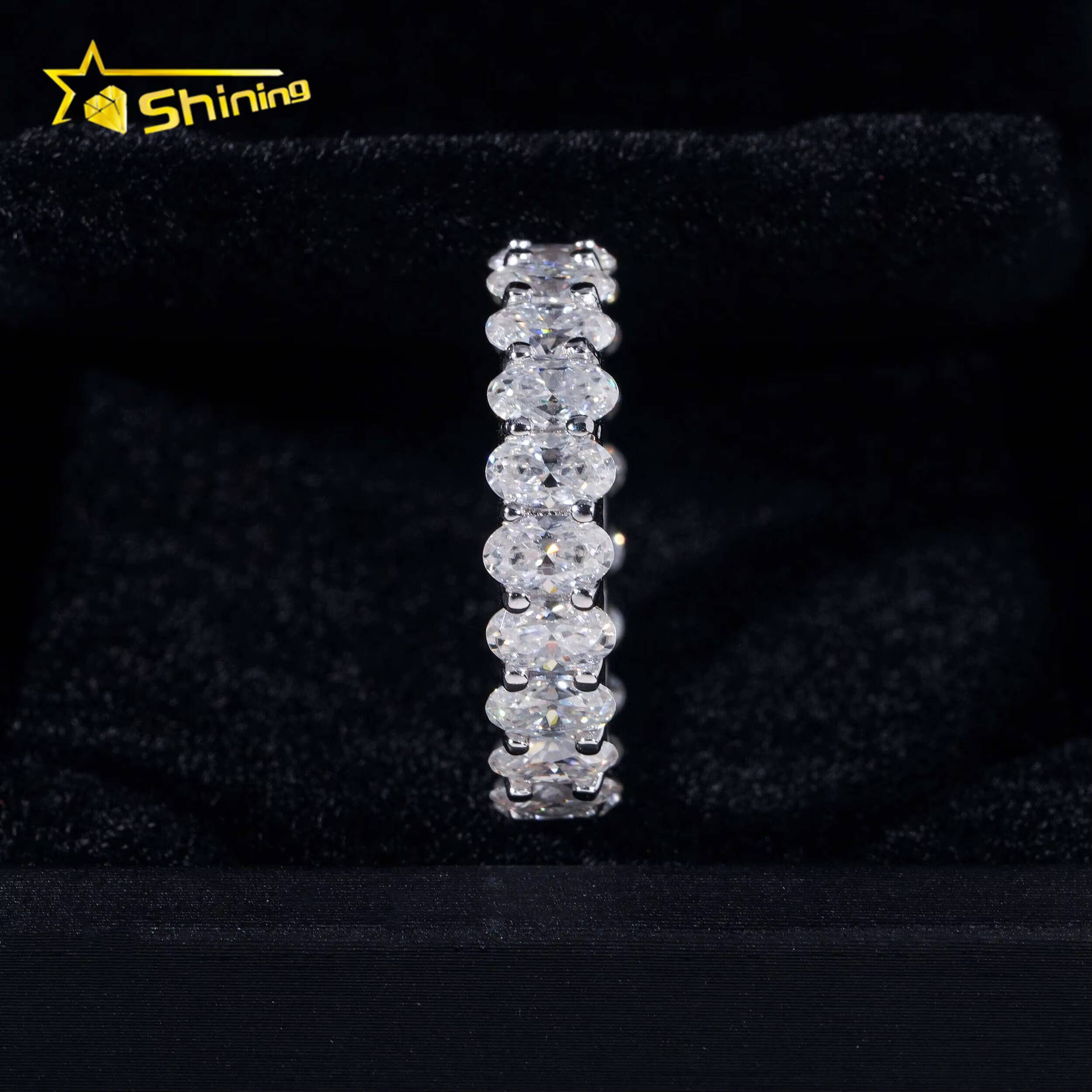 Oval Moissanite Rings Silver Plated White Gold Moissanite Engagement Rings DEF VVS 35 Oval Wedding Band