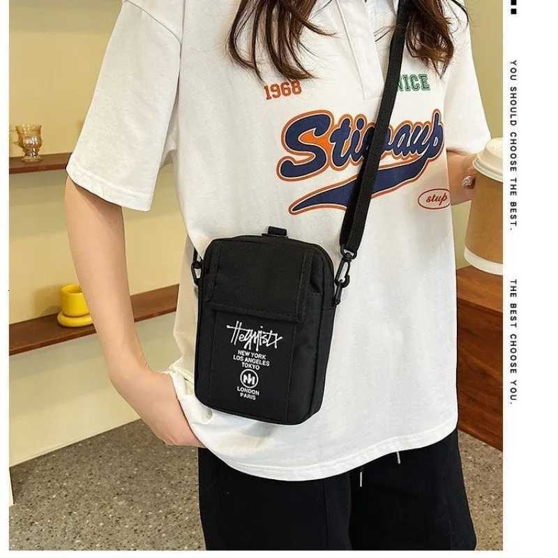 Casual Pocket Mobile Phone Messenger Bags Student Hip Hop Pouch Crossbody Bag Women Canvas Square Handbag Black PurseW251028