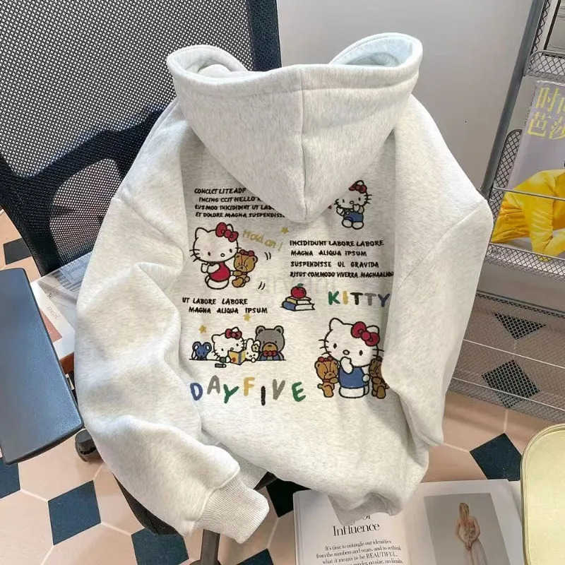 Sanrio Hello Kitty Sweet Age Reducing Cartoon 3D Printed Cute Hoodie Hooded Sweatshirt Quick Drying Loose Comfortable Top L251028