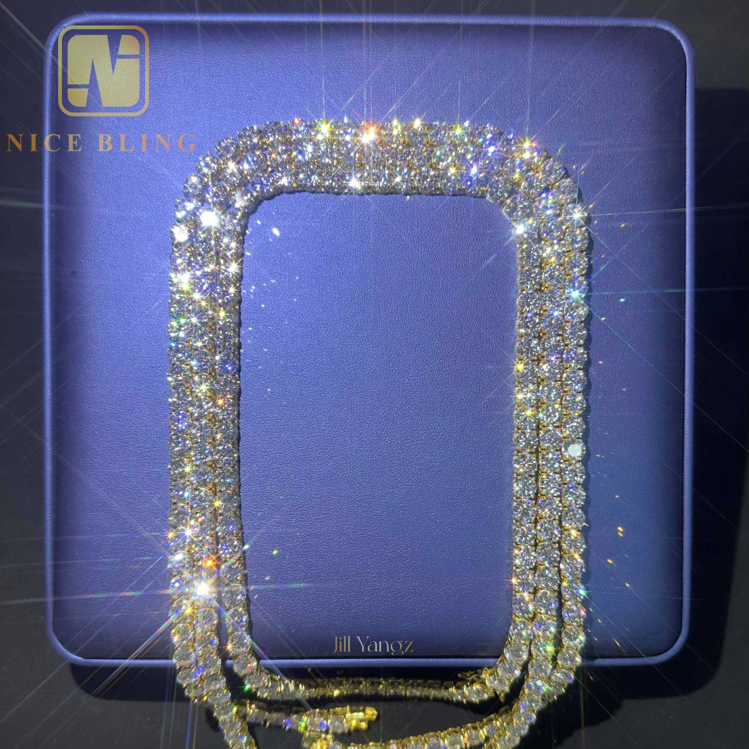 PASS Diamond Tester Iced Out Moissanite Diamond Hip Hop Jewelry Tennis Chain 925 Silver 3mm Tennis Necklace Bracelet