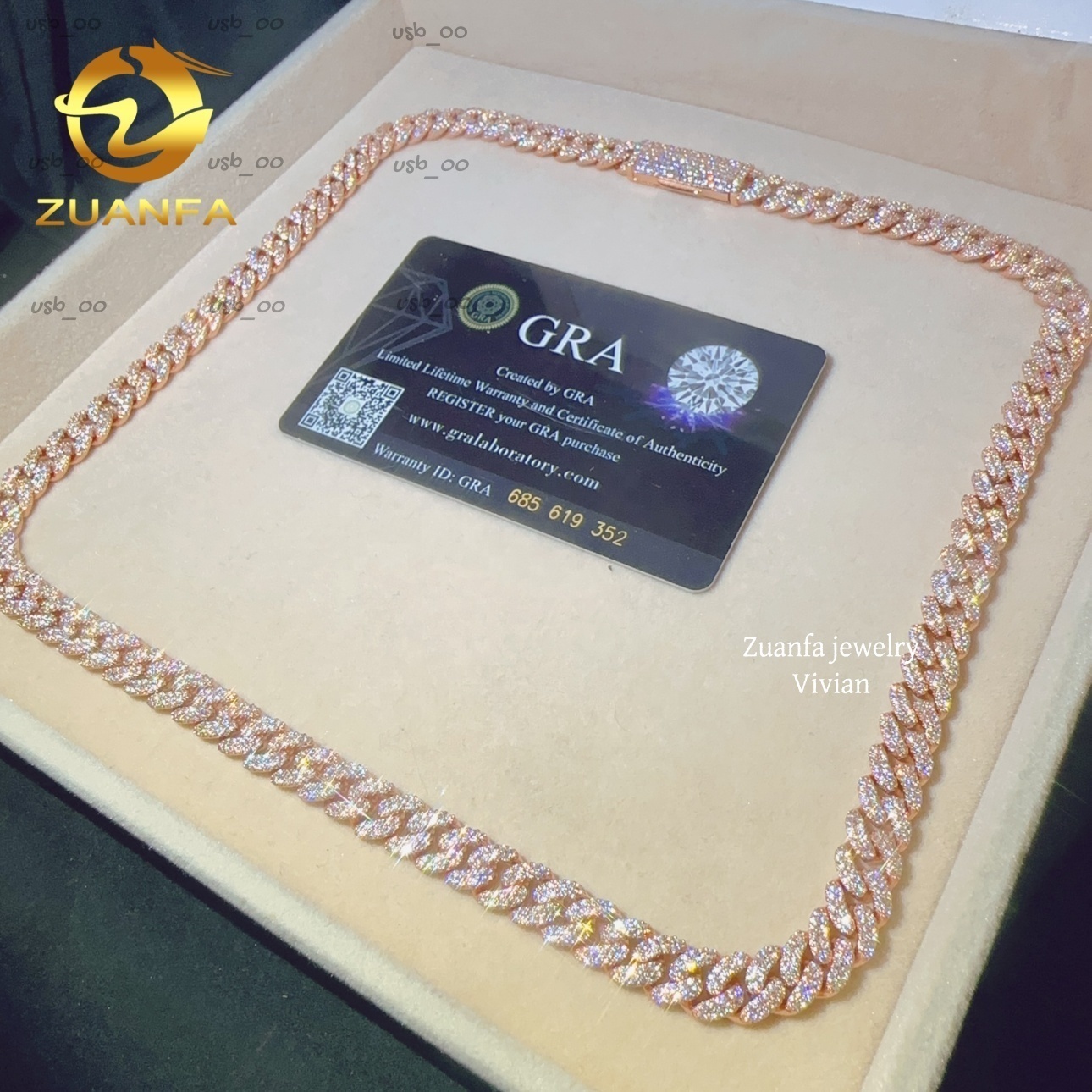 Fashion Luxury 8MM VVS Moissanite Diamond Sterling Silver 925 Cuban Link Moissanite Iced Out Necklace