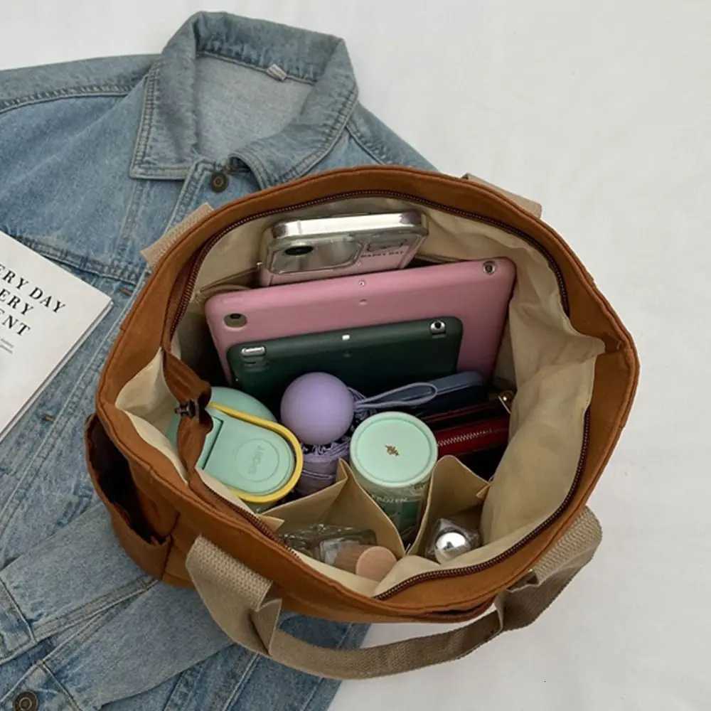 Large Capacity Lightweight Canvas Bag New Waterproof Solid Color Tote Bags Canvas Handbag Shoulder Bag for Work School TravelW251028