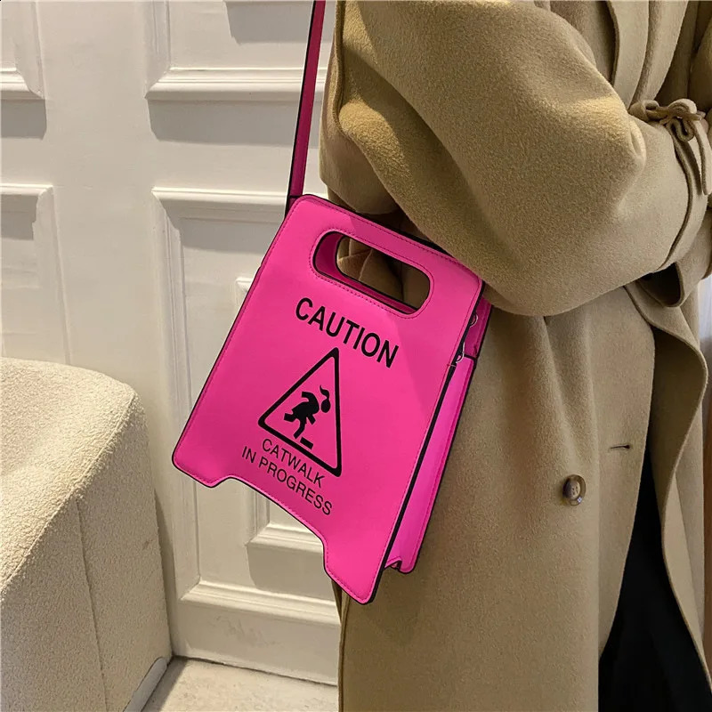 Novelty Stop Sign Purse Tote Pu Leather Handbag Fashion Caution Catwalk In Progress Crossbody Bag Messenger Purses 251018