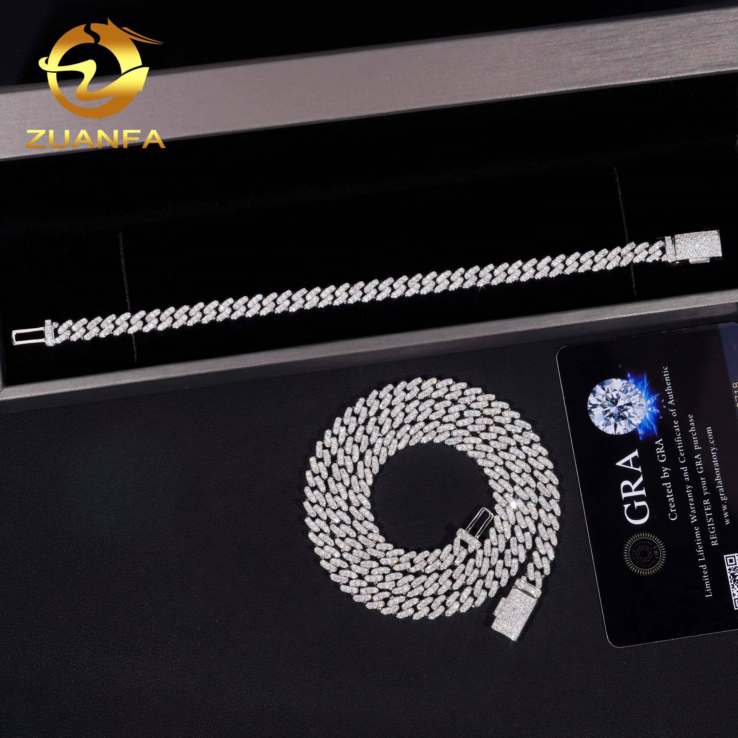 Hip Hop Jewelry 6MM Cuban Link Chain Moissanite 925 Silver Iced Out Cuban Link Bracelet USA Local Stock Pass Diamond Tester