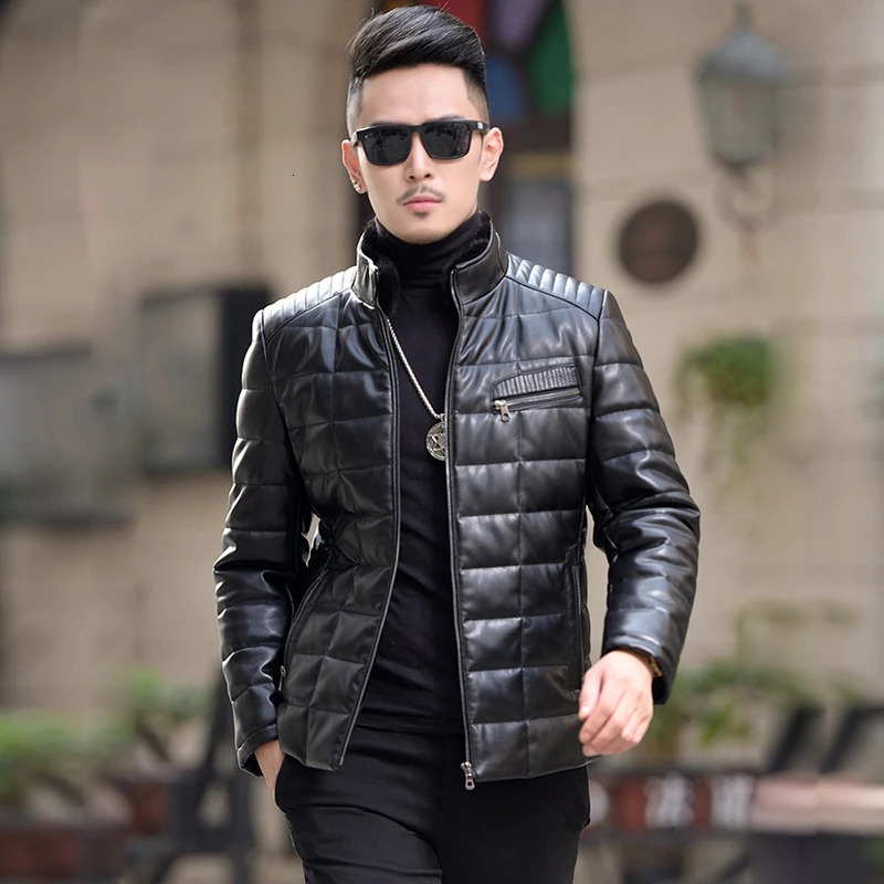 Detachable Mink Collar Sheepskin Down Jacket Man Winter Fashion Warm Genuine Leather Puffer Jacket Men Leather Natural 251023