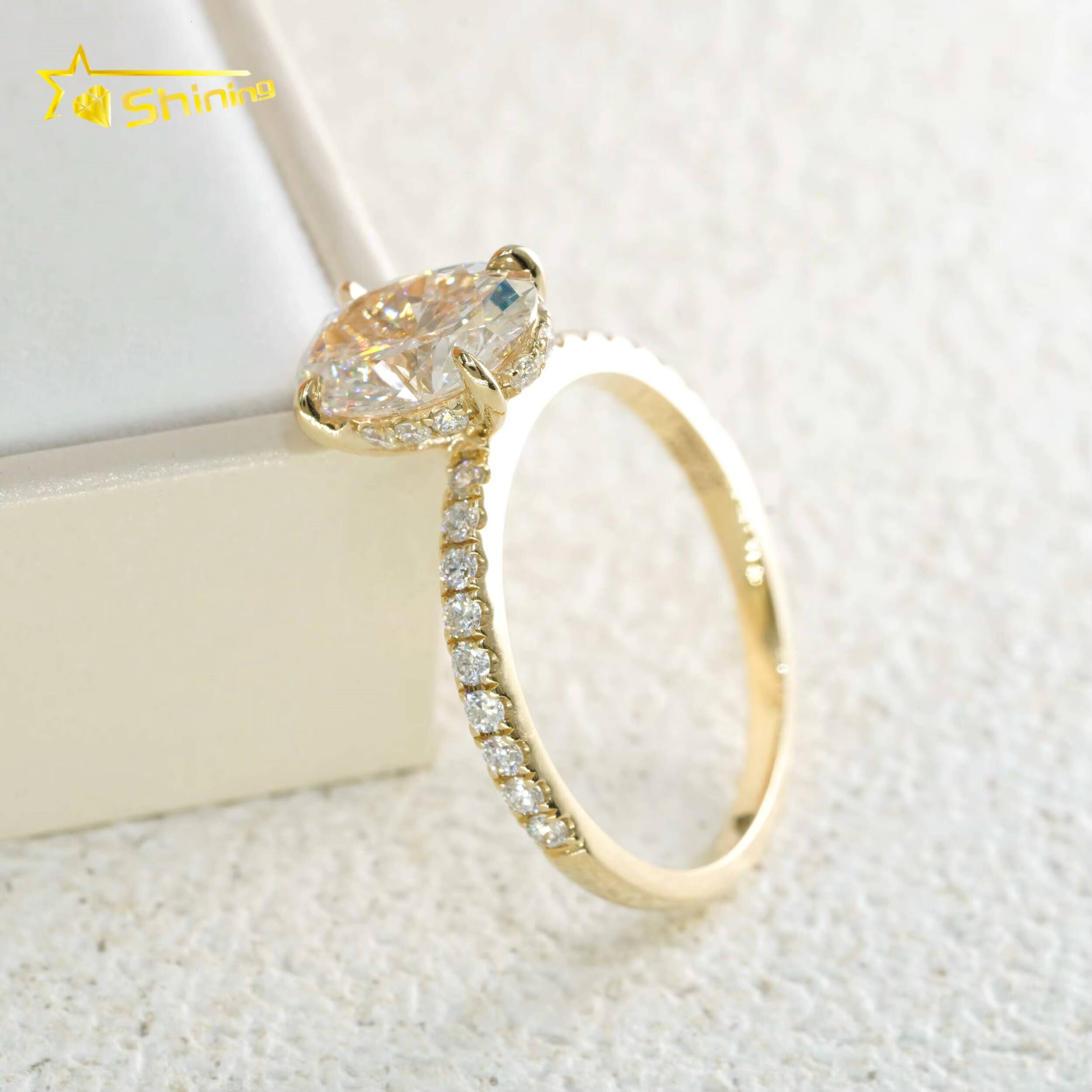Fine Jewelry 14K Solid Yellow Gold Rings with Certificate Oval Cut 2CY VVS2 IGI Lab Grown Diamonds Engagement Rings