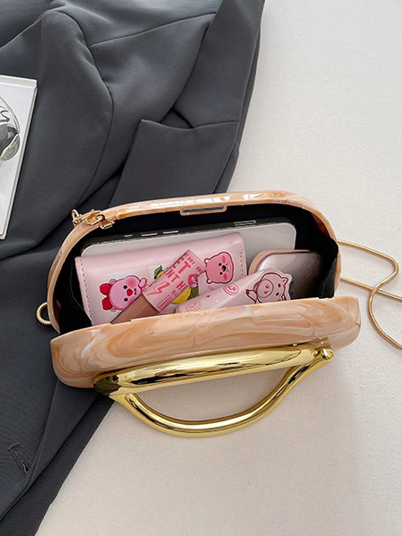 Womens Sealed Box Shaped Acrylic Clutch Fashion Dinner Wedding Party Handbag Elegant Designer Crossbody Shoulder Bag H251027