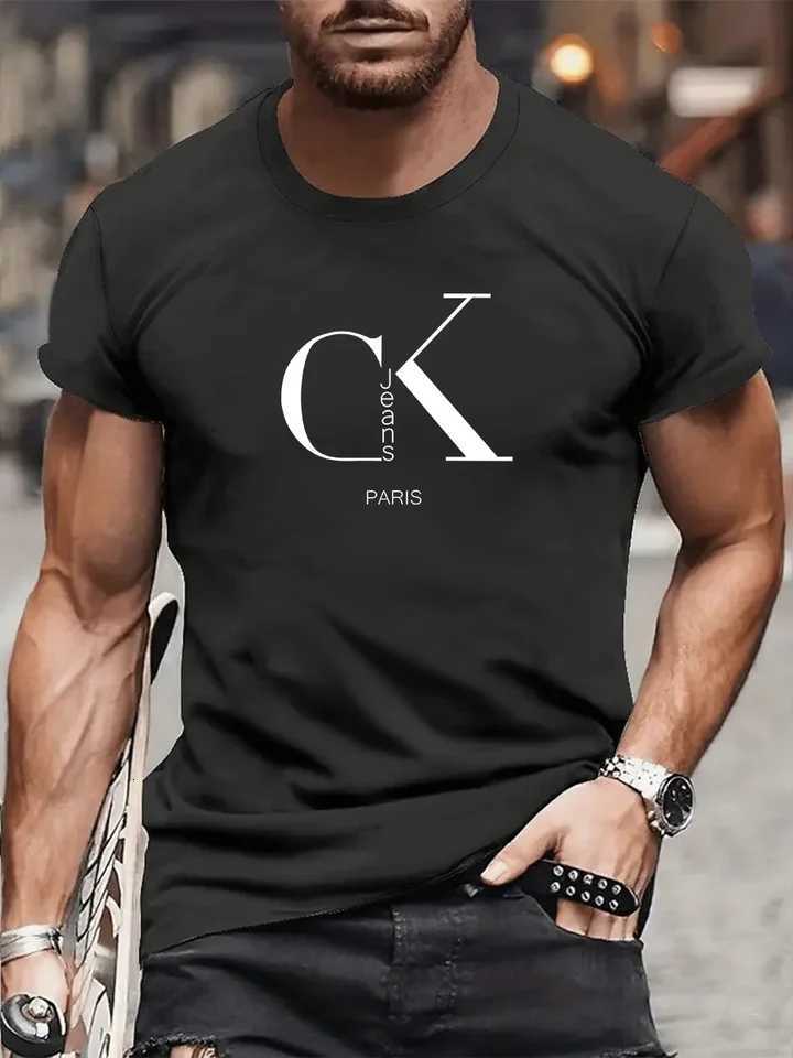 Luxurious brand fashionable cartoon letter print roundneck strtstyle shortslved Tshirt trendy mens summer Y2K top C251028