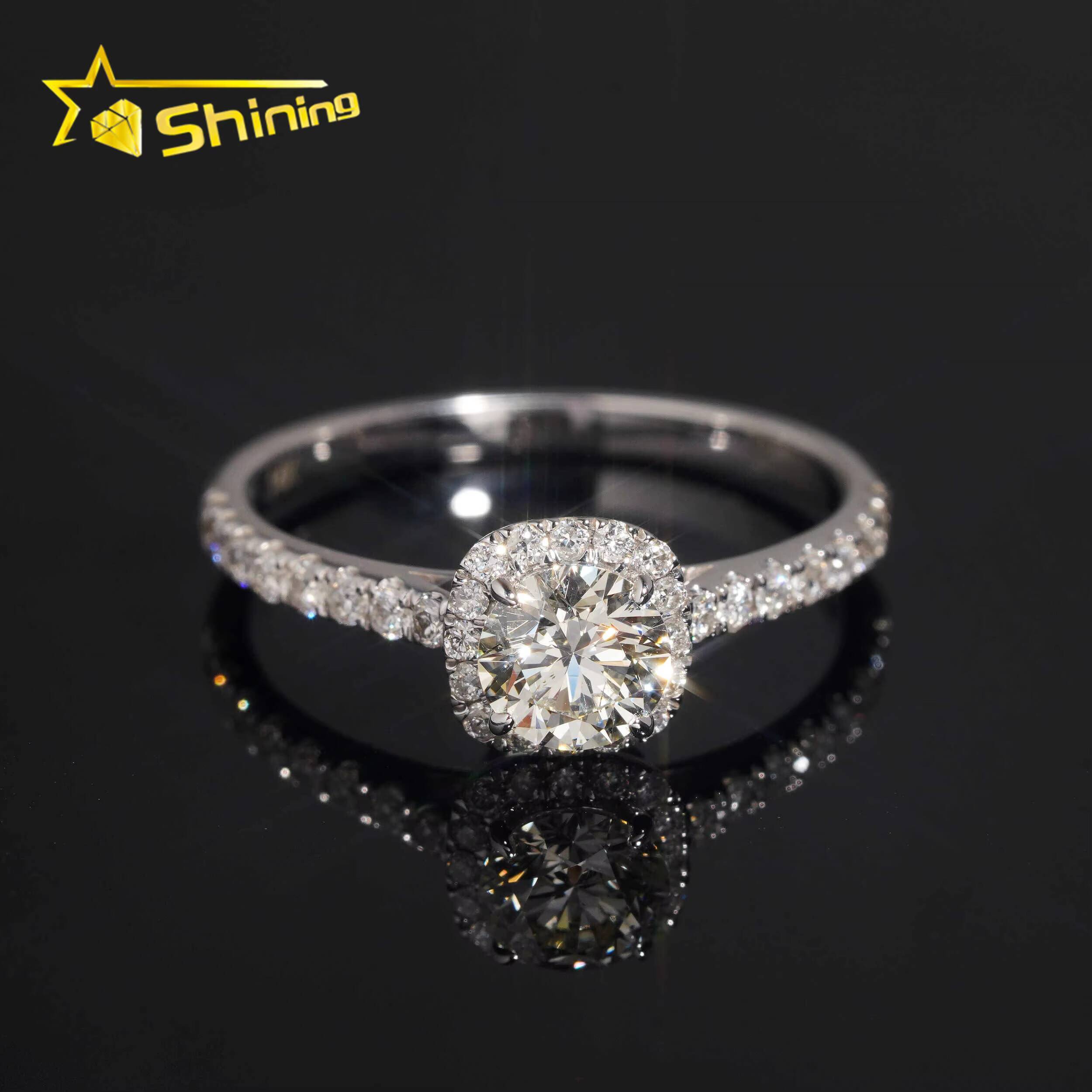 Lab Grown Diamonds Engagement Rings 925 Sterling Silver Gold Plated Cluster Round Cut 5mm Lad Diamond Wedding Ring