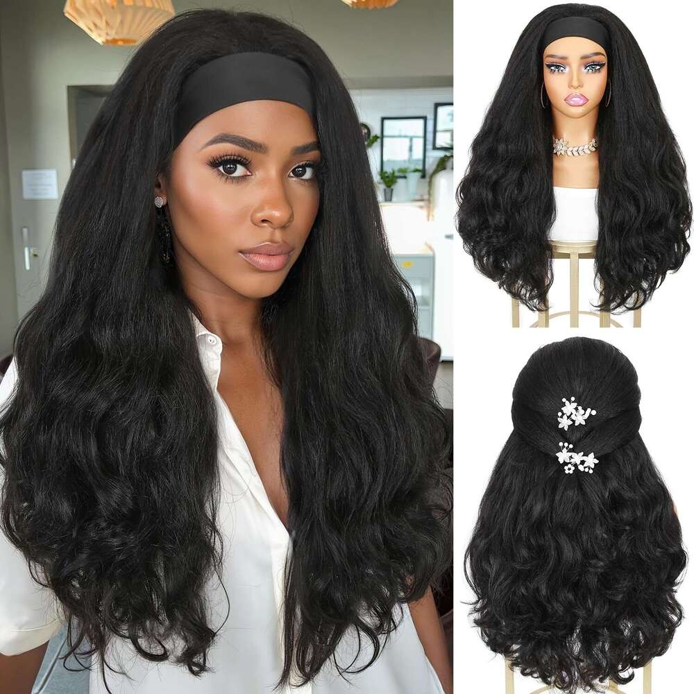 Women's Elegant Curly Wave Headband Wig Heat-Resistant Hair Elastic Net Natural Look Everyday & Special Events Easy To Style With Perfect For Par