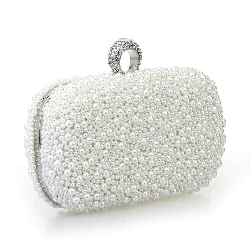 New imitation pearl ring dinner bag handstitched beaded evening bag Ladies fashion highgrade clutch bag Bridal evening bag H251027
