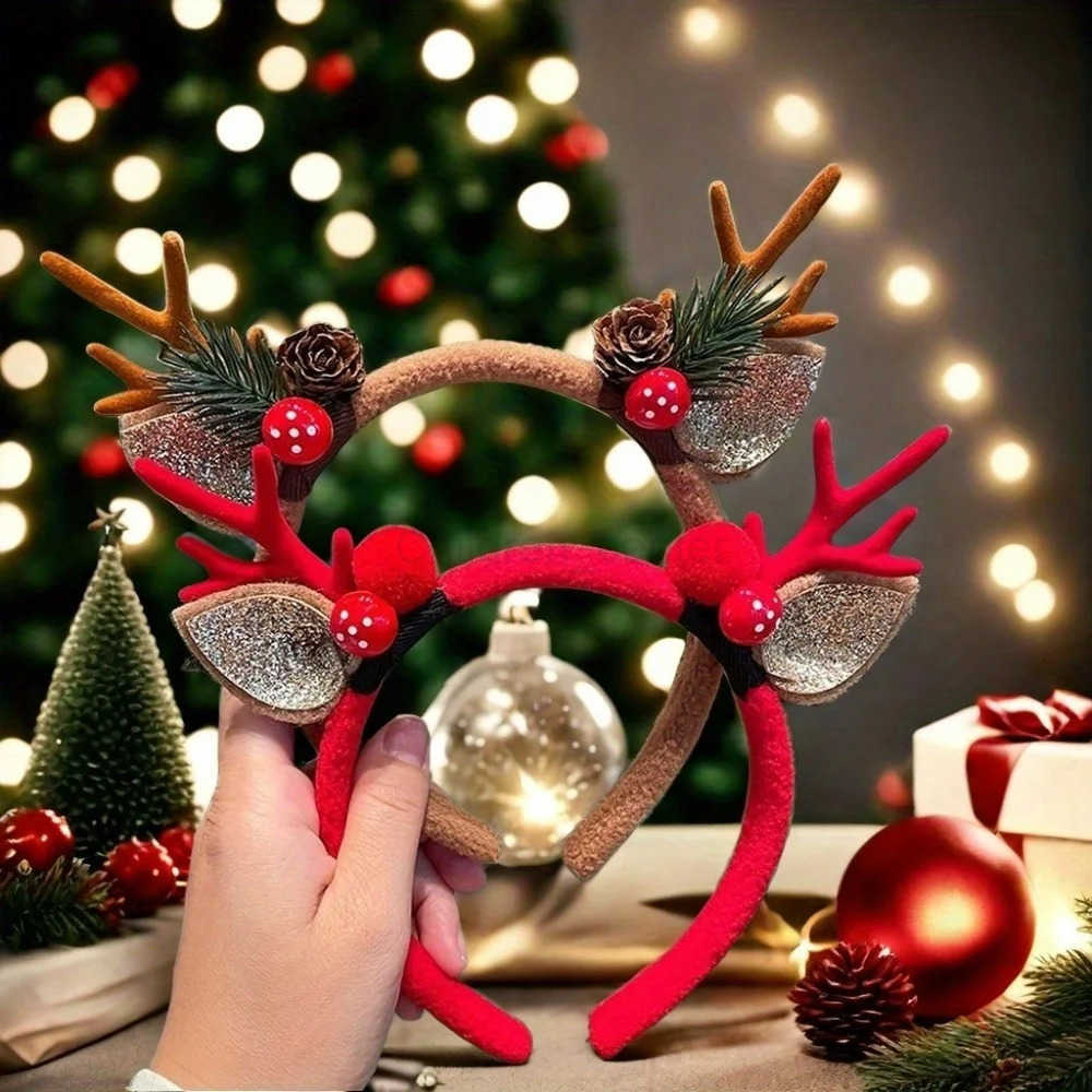 Disney Christmas Party Decorations: Disney Themed Holiday Accessories with Santa Hats & Rudolph Horns designer H251119