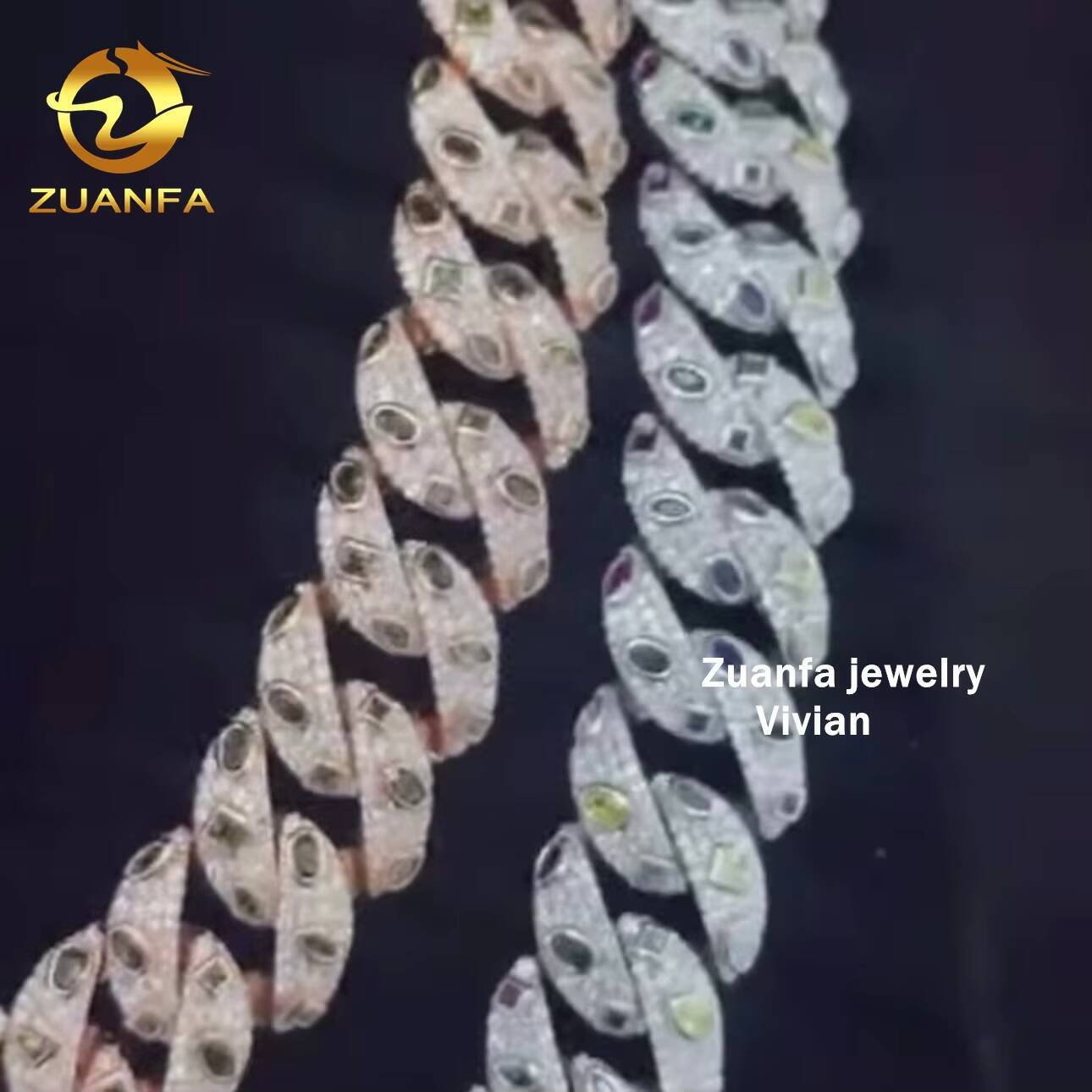 Sterling Silver 925 Moissanite Hip Hop Jewelry 18MM VVS Moissanite Diamond Cuban Link Moissanite Iced Out Necklace