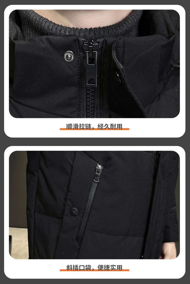 Winter Long Down Jacket Mens Casual Thick Windproof White Duck Down Coldproof Coat Ski Warm Big fur collar Puffer Jacket 251020