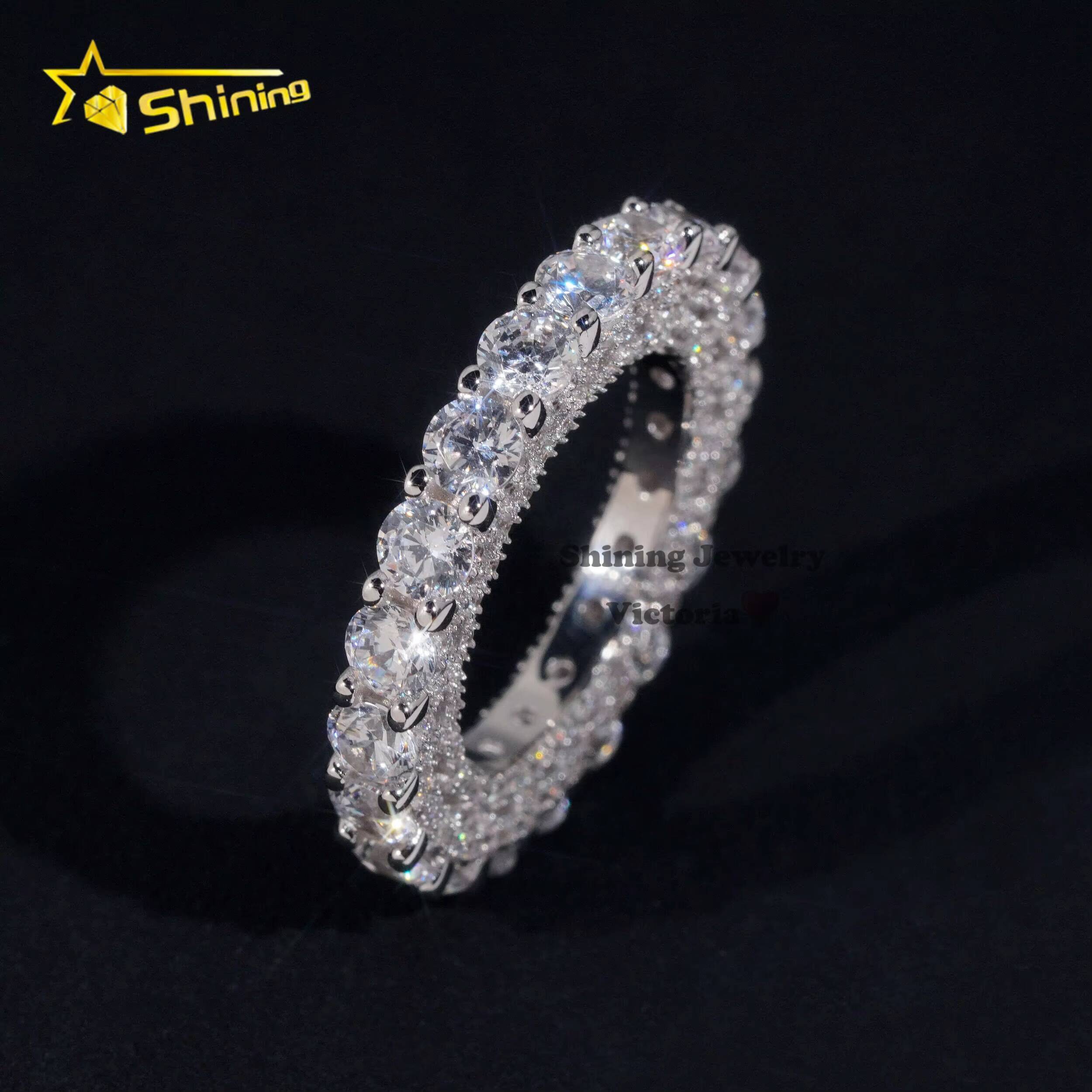 Charms Fine Jewelry Rapper Style 10K Real Gold VVS Moissanite Diamond 4MM Eternity Band Ring