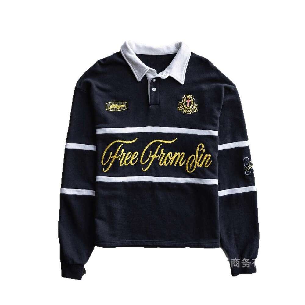 Fashion Loose Unisex 3D Letter Embroidery Autumn Waffle Pullover Top