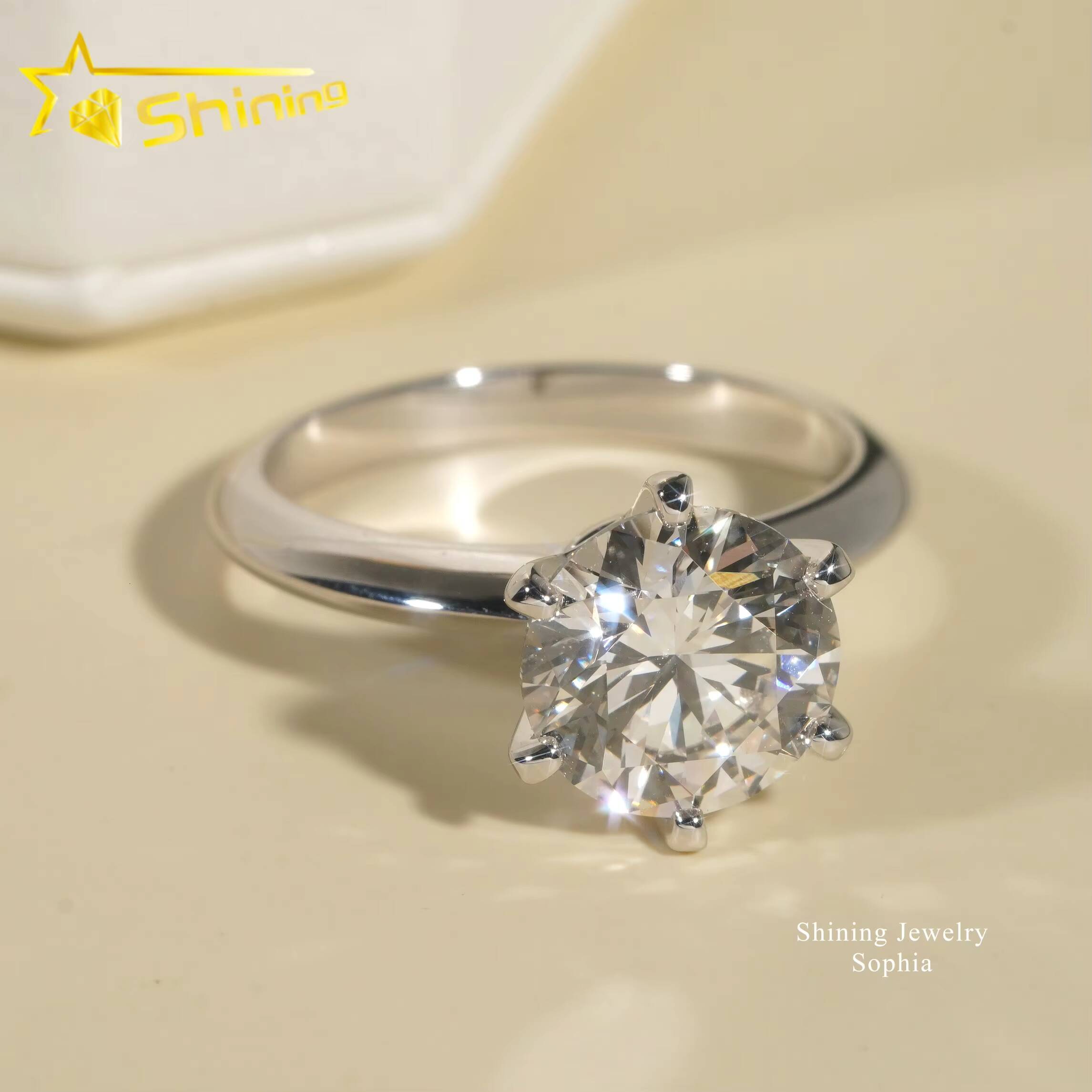 IGI Certificate 6 Prong Set Solitaire Design 14K Real Solid Gold 15carat Lab Grown Diamond Rings Women Engagement Ring