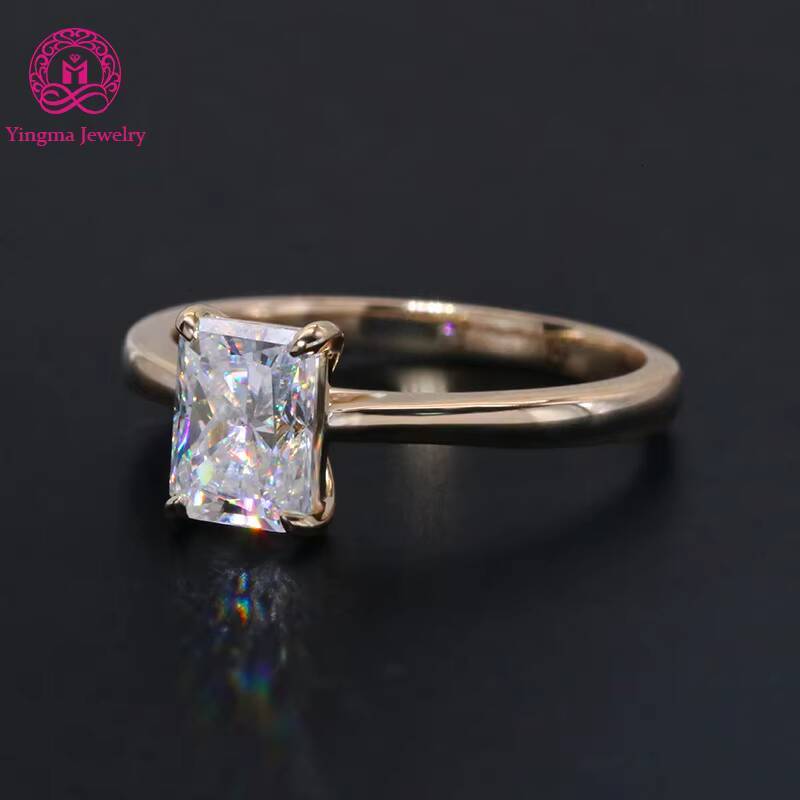 Fine Lab Grown Diamond Ring Solid 9K 10K 14K 18K Yellow Gold D VVS2 Radiant Cut 2CT Lab Diamond Ring for Wedding Engagement