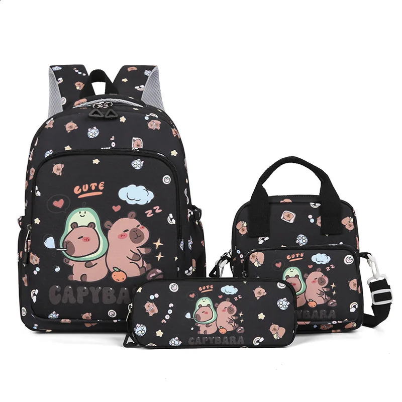 Capybara School Bags for Girls Primary Schoolbag Cartoon Backpack Set Rucksack Bagpack Kids Cute Children Book 251018
