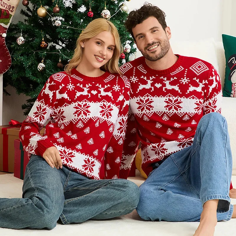 Christmas Family Matching Sweaters Full Sleeve Allover Print Knitwear Casual Soft Knitted Jumpers Adults Kids Pullover Xmas Look 251027