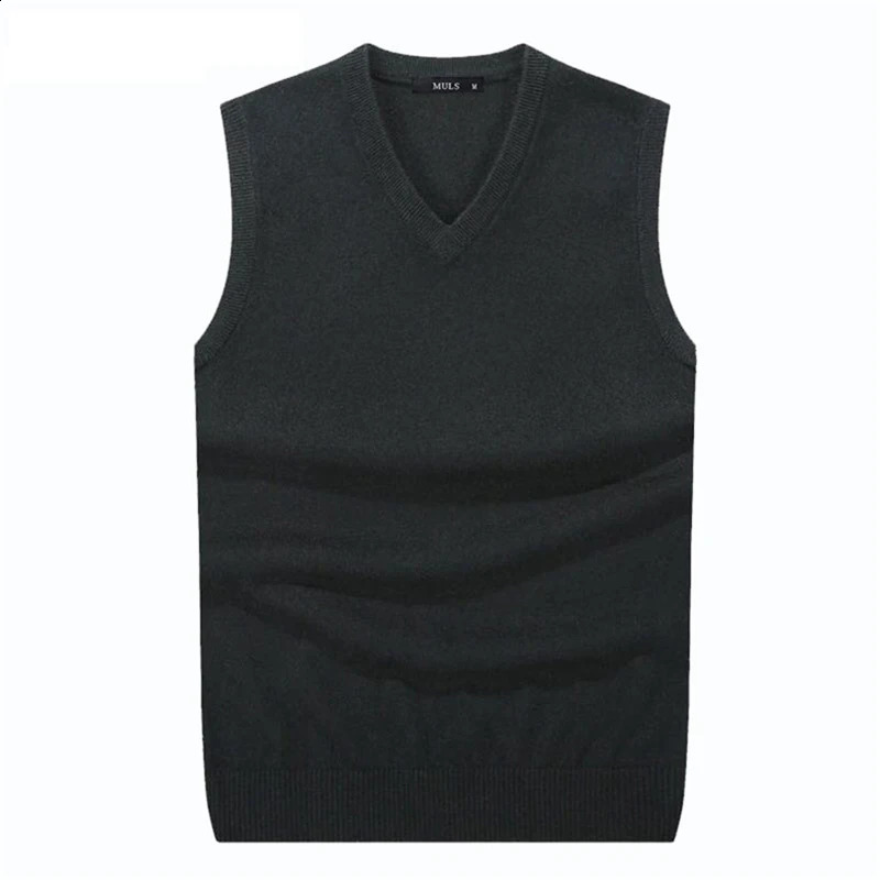 S6XL Men Sleeveless Sweater Vest Male Autumn Spring Cotton Knitted Solid Man Business V Neck Top Slim Sweaters Boy 251016